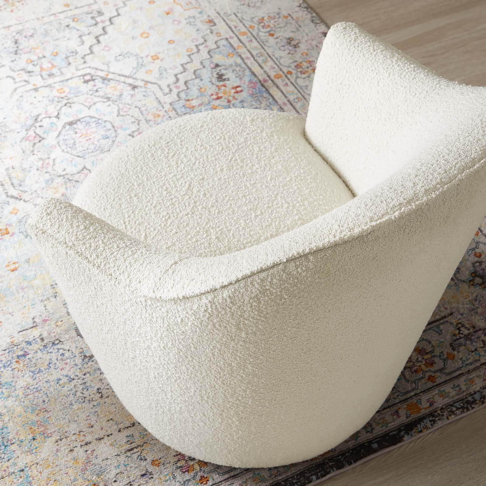 Nora Boucle Upholstered Swivel Chair By Modway | Armchairs | Modishstore-8