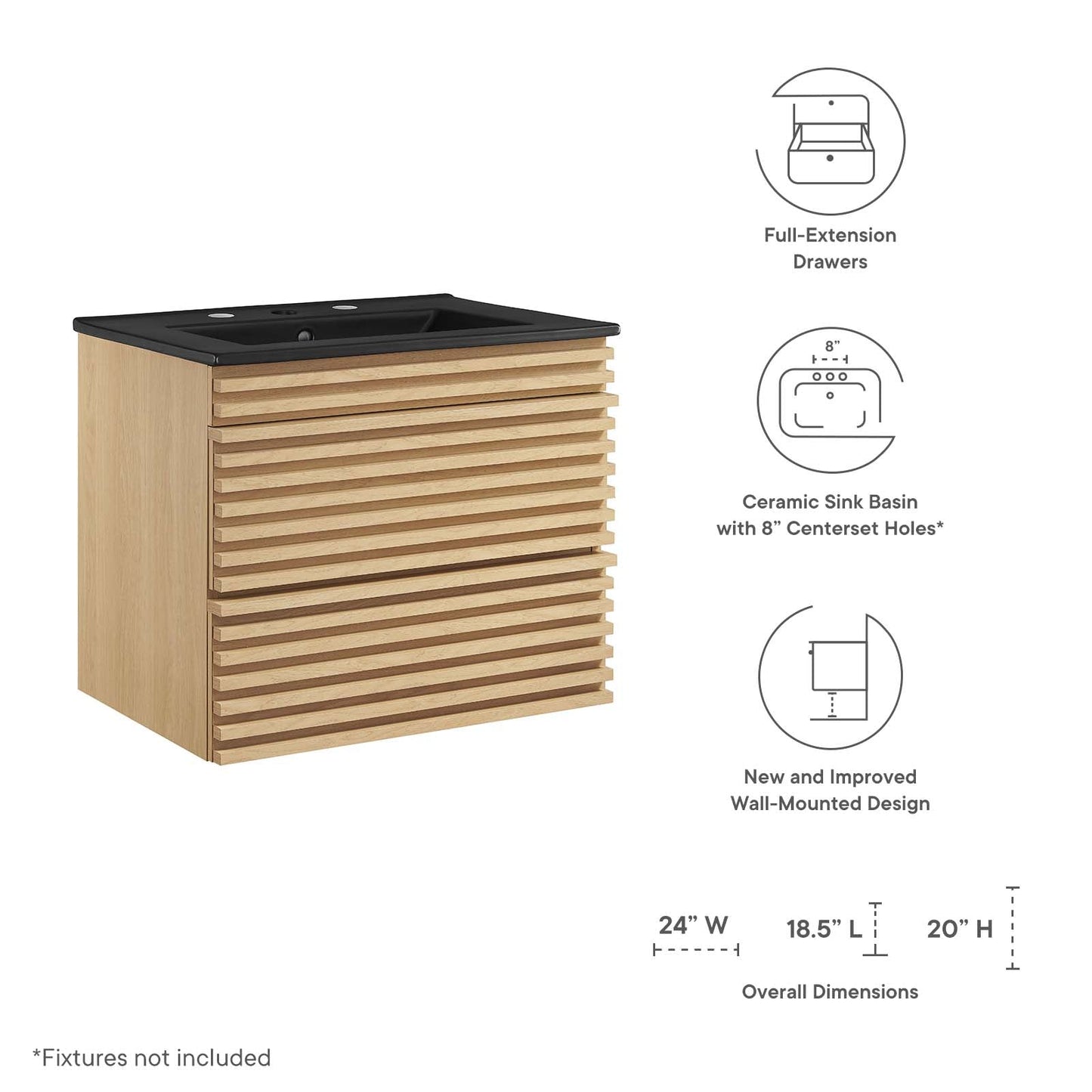Modway Render 24" Wall-Mount Bathroom Vanity - EEI-5364 | Bathroom Accessories | Modishstore-14