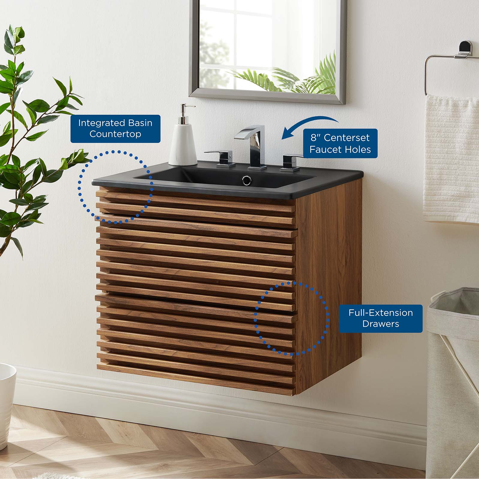 Modway Render 24" Wall-Mount Bathroom Vanity - EEI-5364 | Bathroom Accessories | Modishstore-24