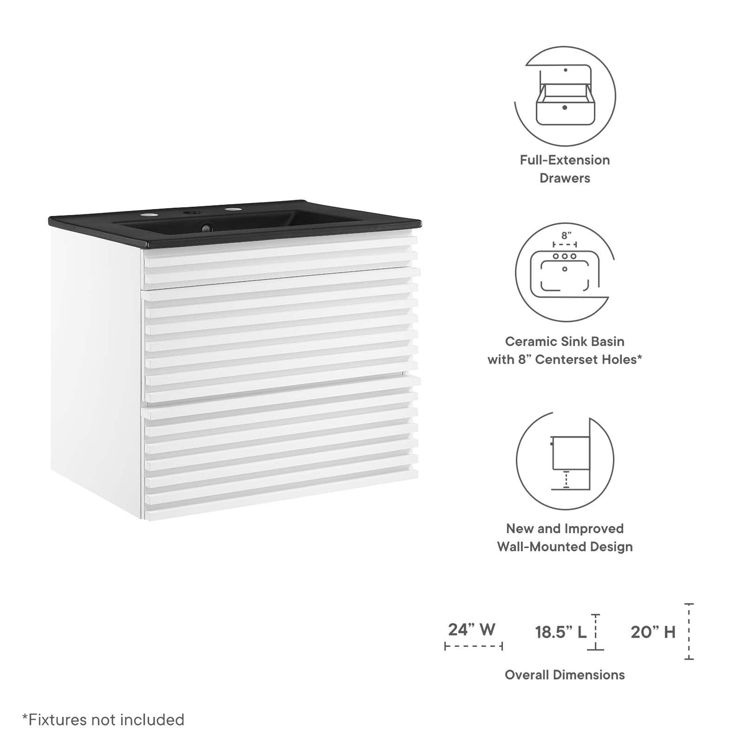 Modway Render 24" Wall-Mount Bathroom Vanity - EEI-5364 | Bathroom Accessories | Modishstore-33