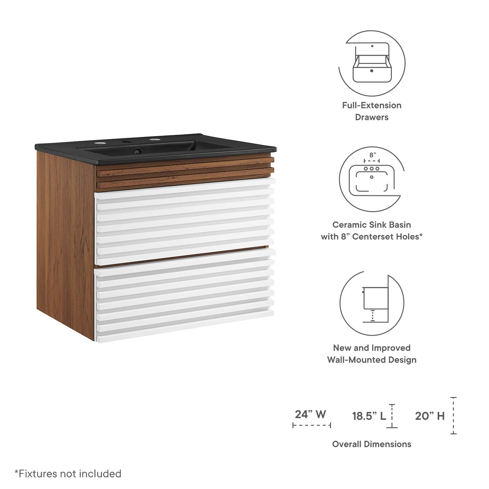 Modway Render 24" Wall-Mount Bathroom Vanity - EEI-5364 | Bathroom Accessories | Modishstore-42