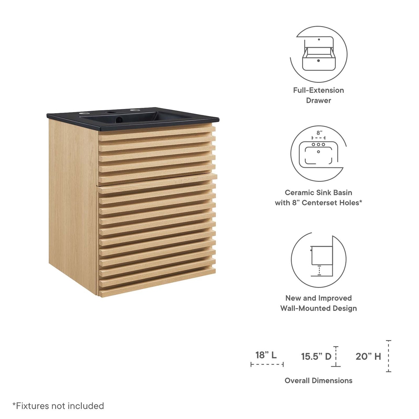 Modway Render 18" Wall-Mount Bathroom Vanity | Bathroom Accessories | Modishstore-31