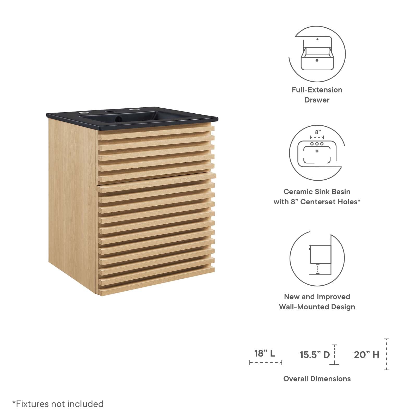 Modway Render 18" Wall-Mount Bathroom Vanity | Bathroom Accessories | Modishstore-31