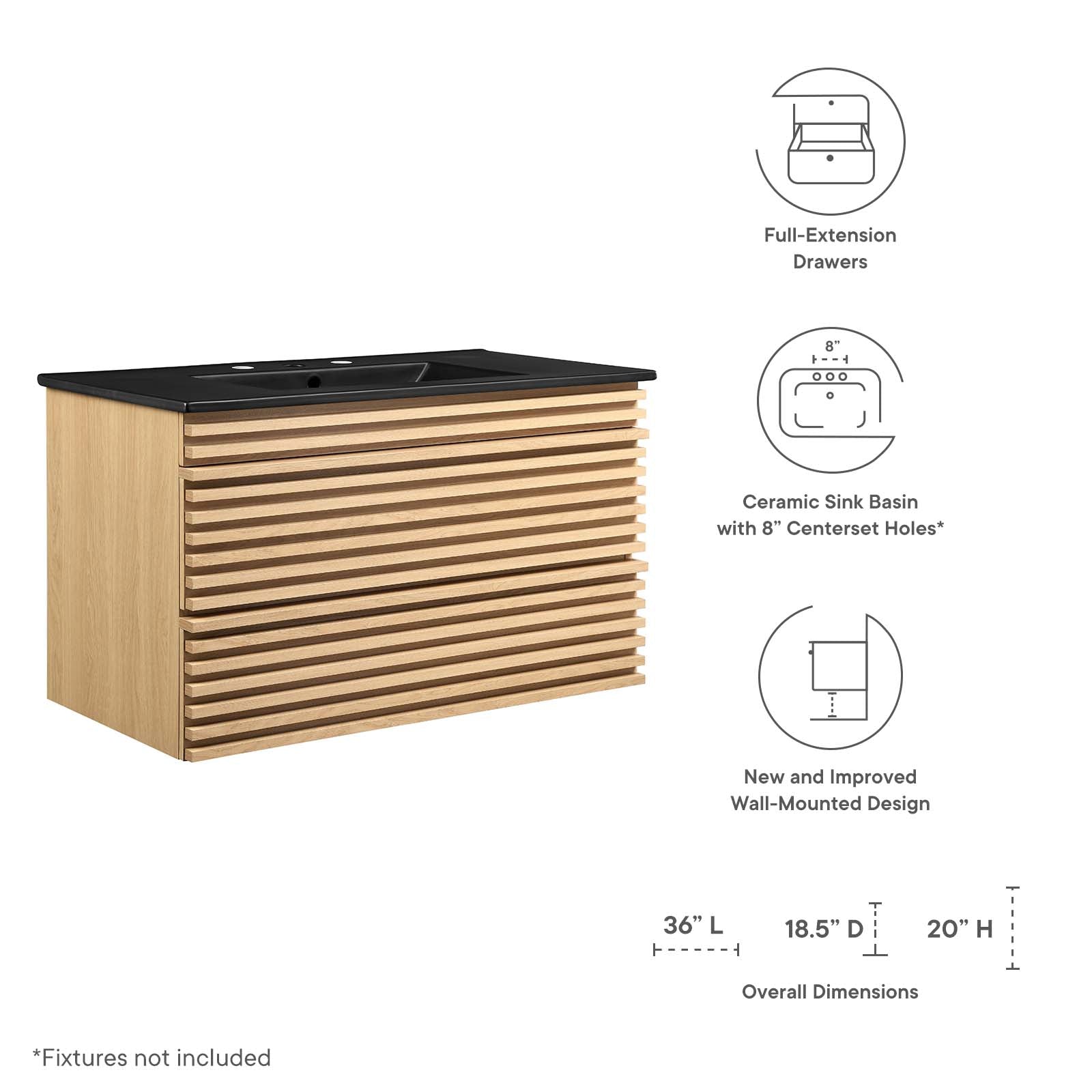 Modway Render 36" Wall-Mount Bathroom Vanity | Bathroom Accessories | Modishstore-28