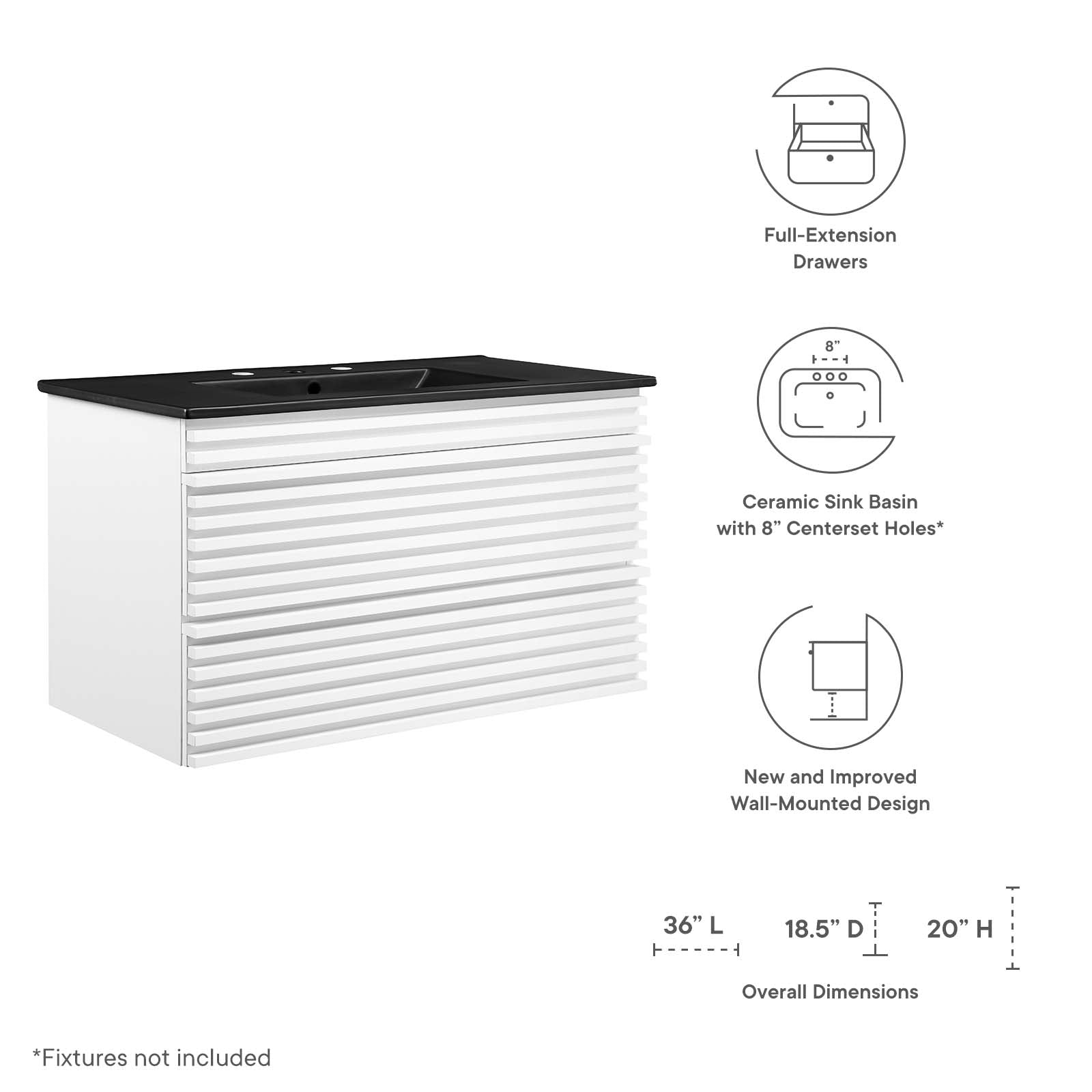 Modway Render 36" Wall-Mount Bathroom Vanity | Bathroom Accessories | Modishstore-37