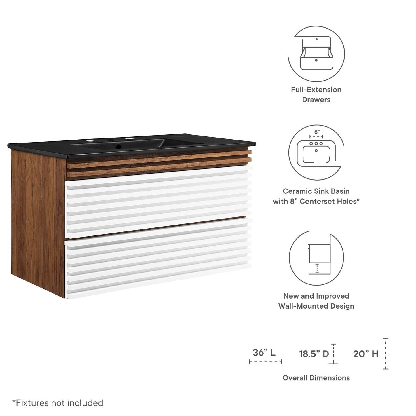 Modway Render 36" Wall-Mount Bathroom Vanity | Bathroom Accessories | Modishstore-46