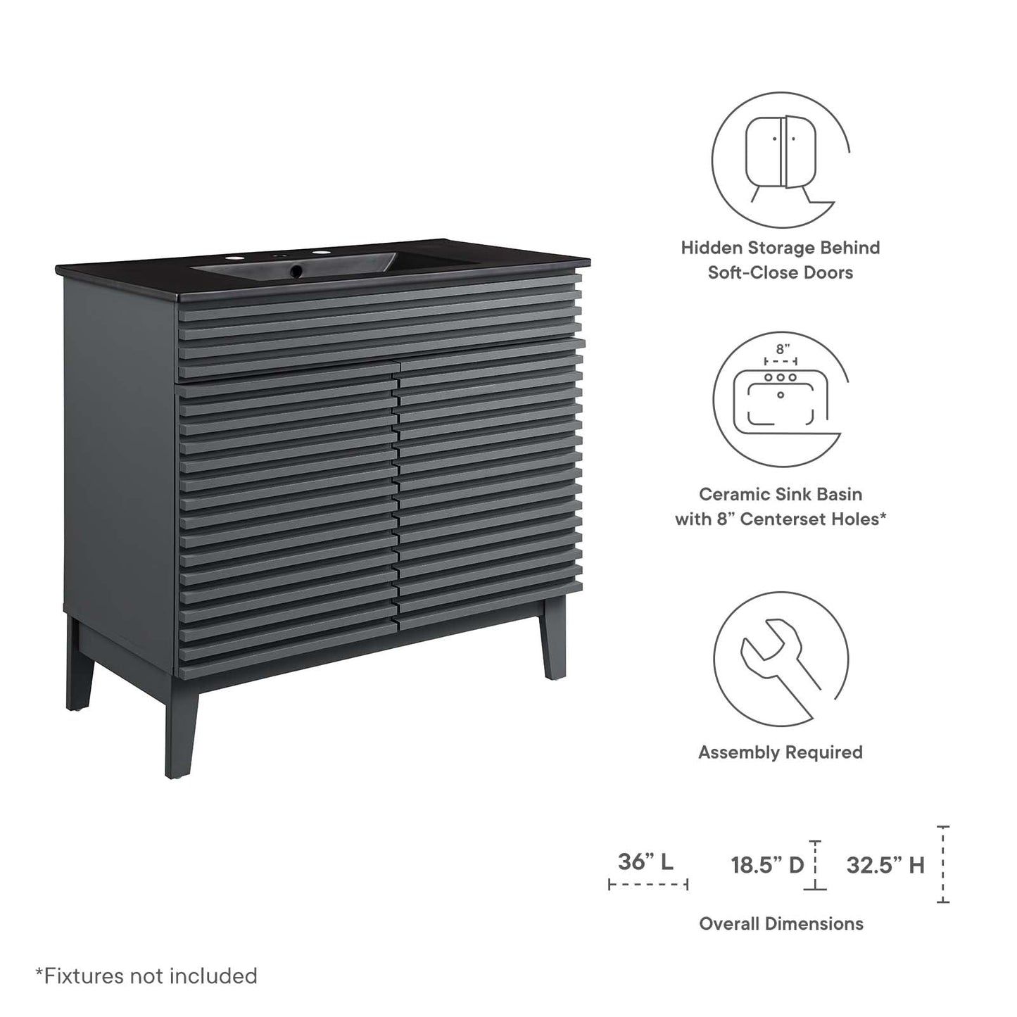 Modway Render 36" Bathroom Vanity | Bathroom Accessories | Modishstore-26