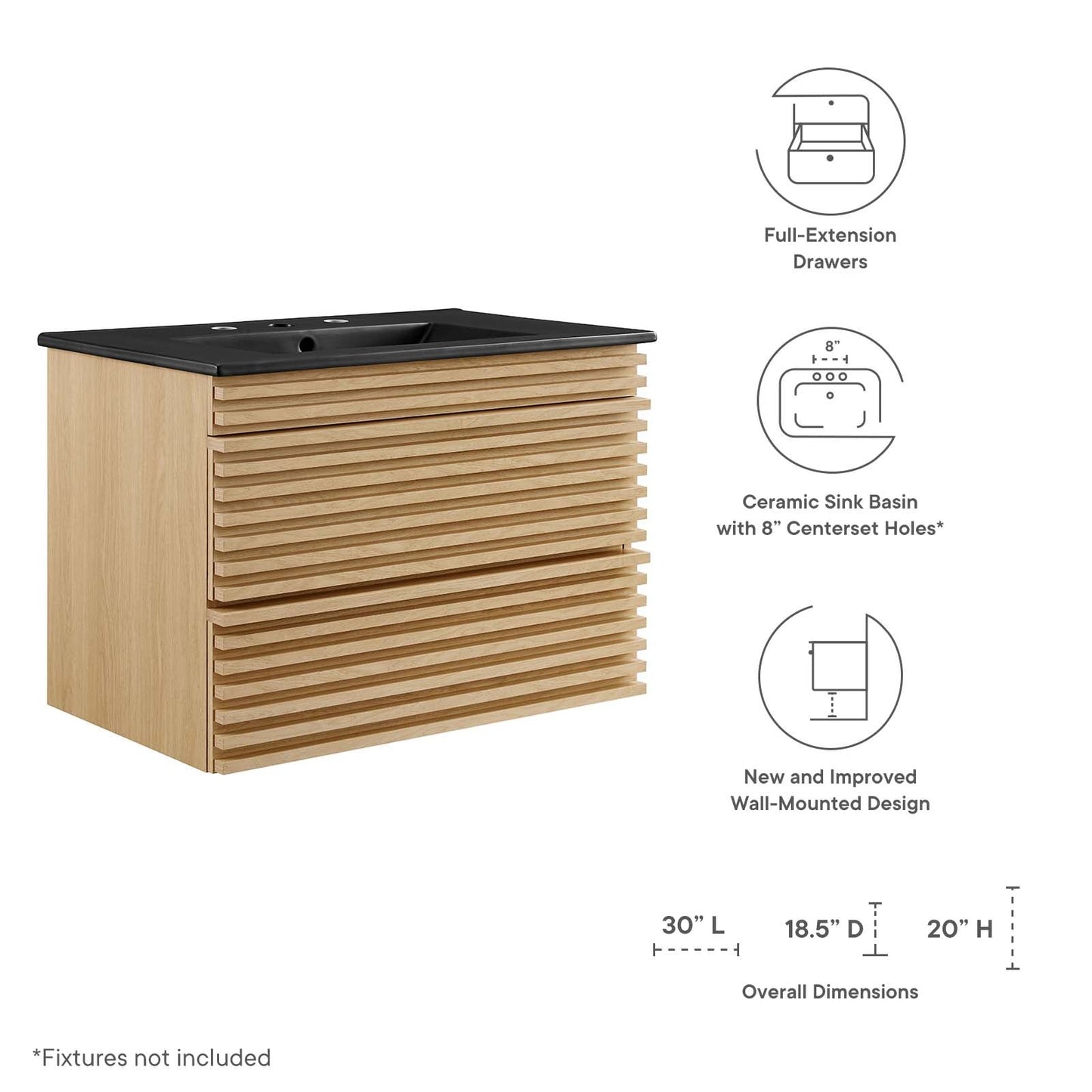 Modway Render 30" Wall-Mount Bathroom Vanity | Bathroom Accessories | Modishstore-23