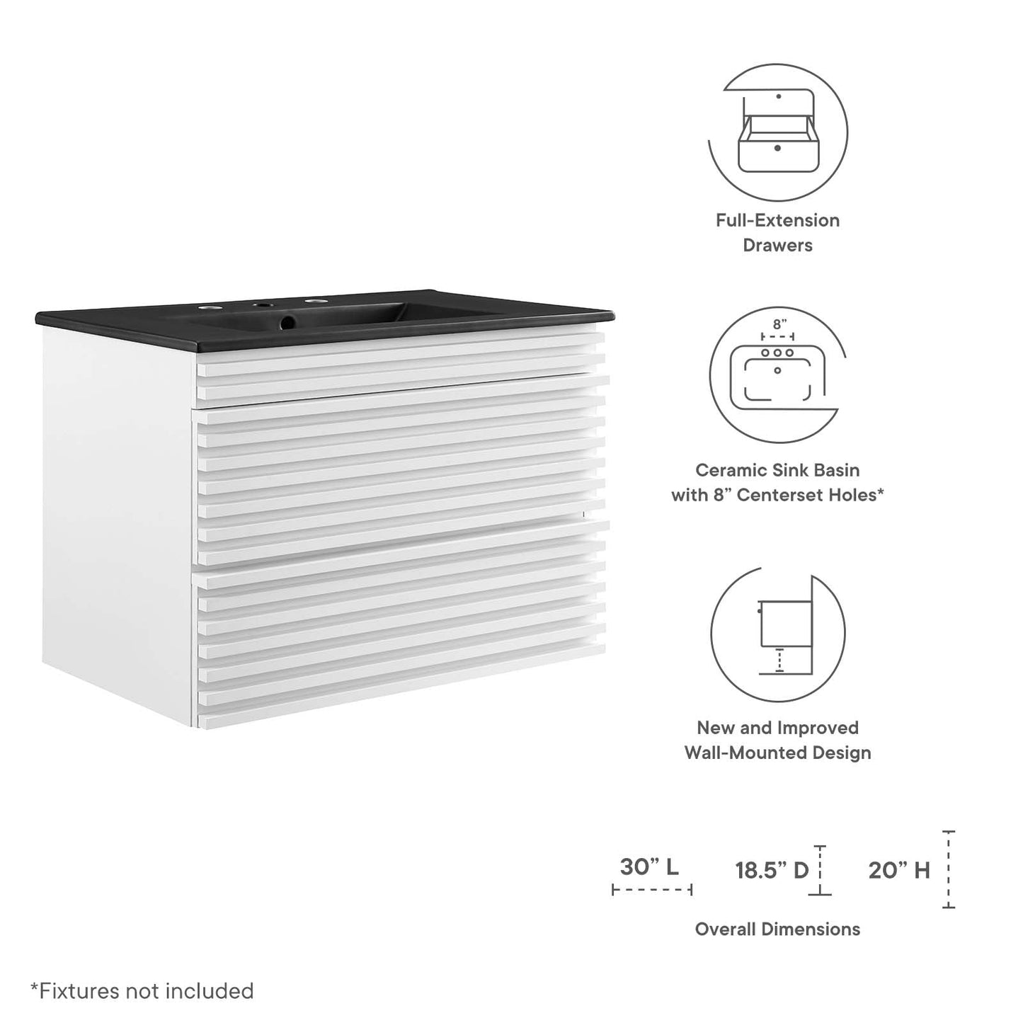 Modway Render 30" Wall-Mount Bathroom Vanity | Bathroom Accessories | Modishstore-32