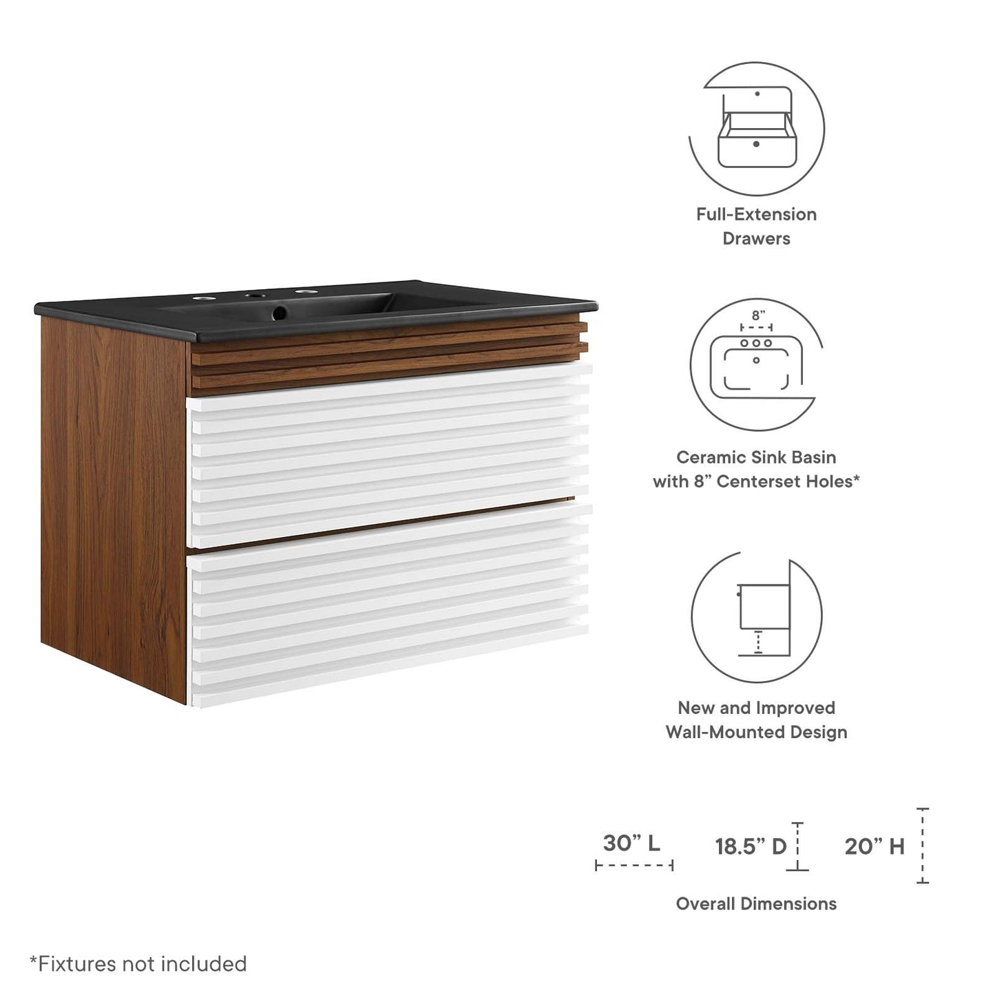 Modway Render 30" Wall-Mount Bathroom Vanity | Bathroom Accessories | Modishstore-41