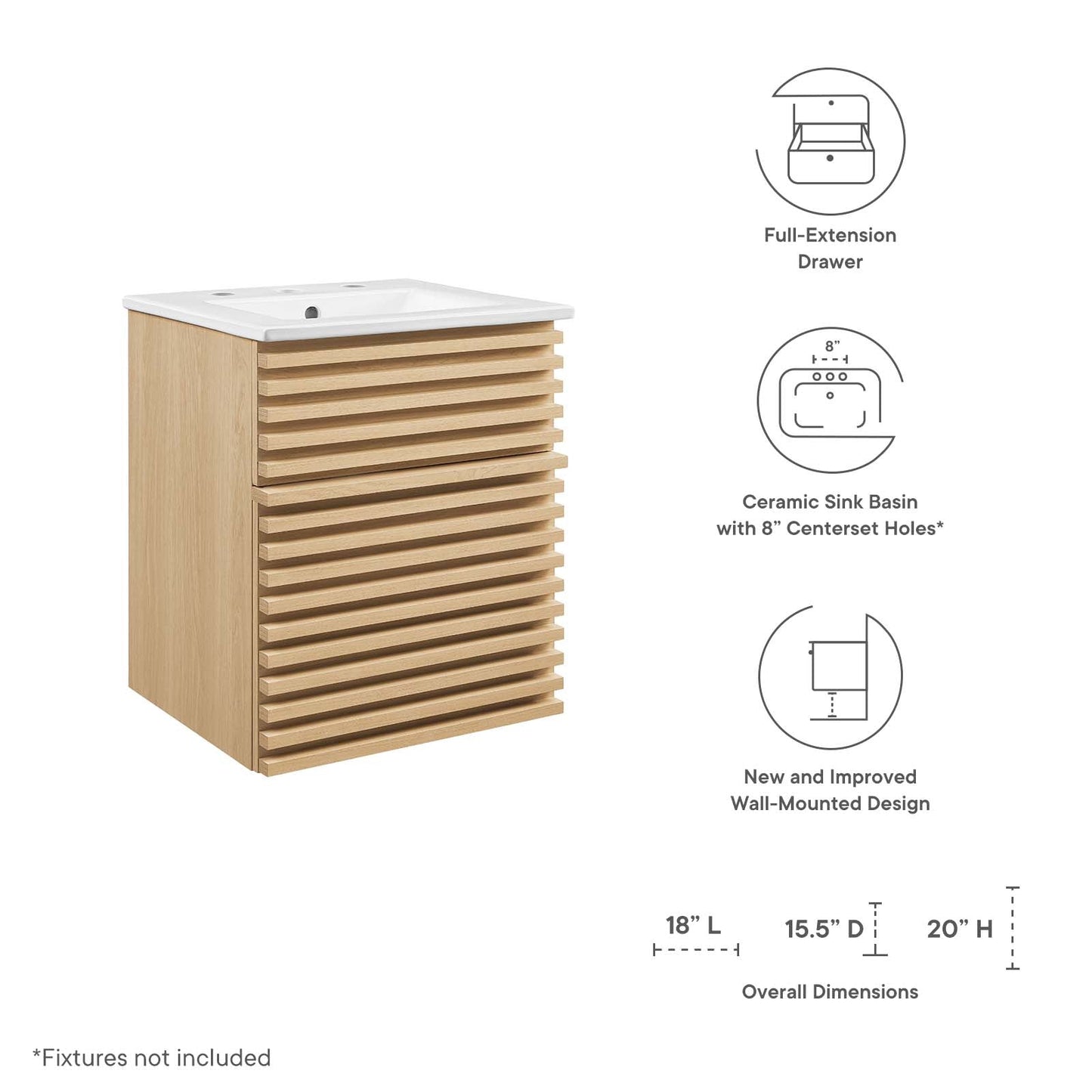 Modway Render 18" Wall-Mount Bathroom Vanity | Bathroom Accessories | Modishstore-31
