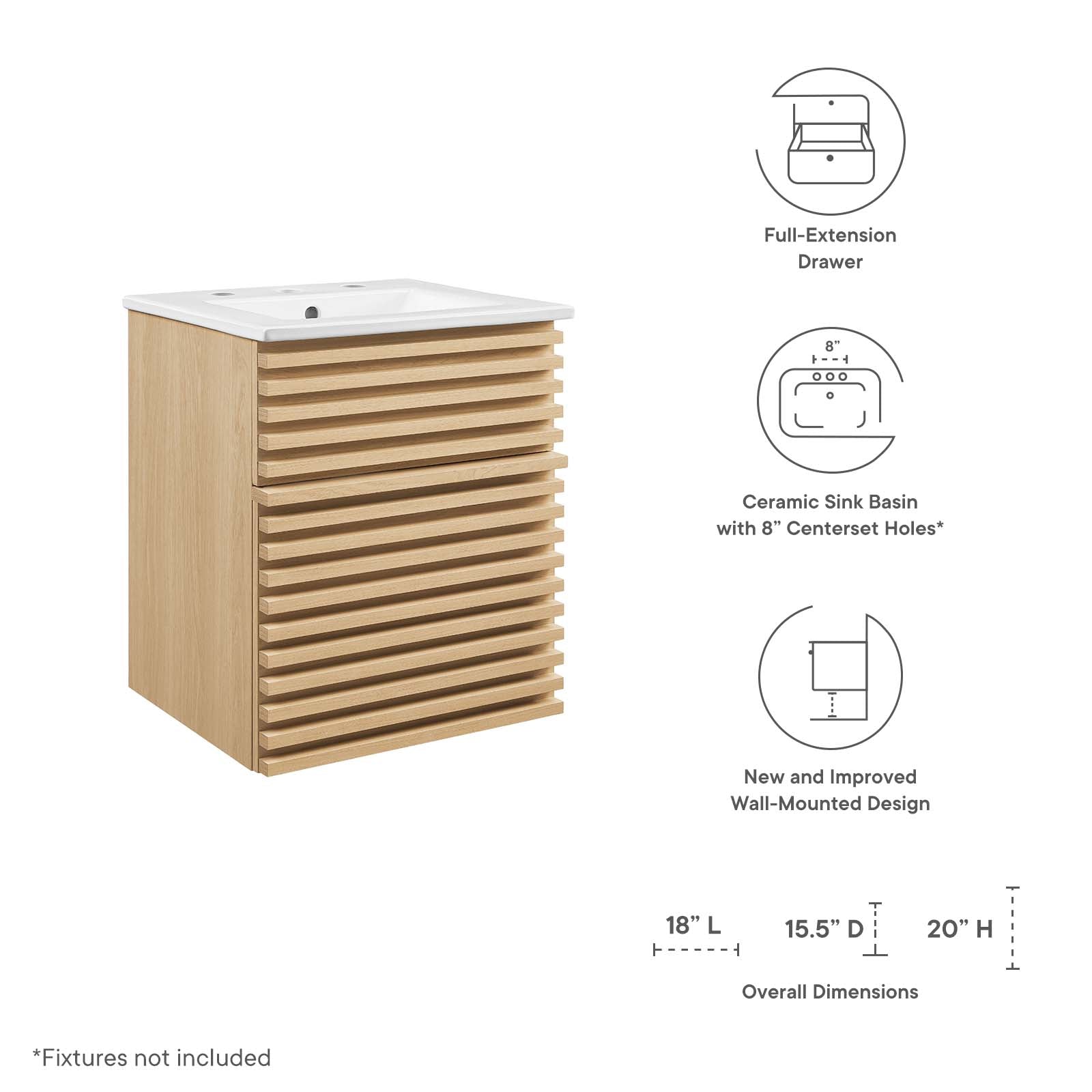 Modway Render 18" Wall-Mount Bathroom Vanity | Bathroom Accessories | Modishstore-31