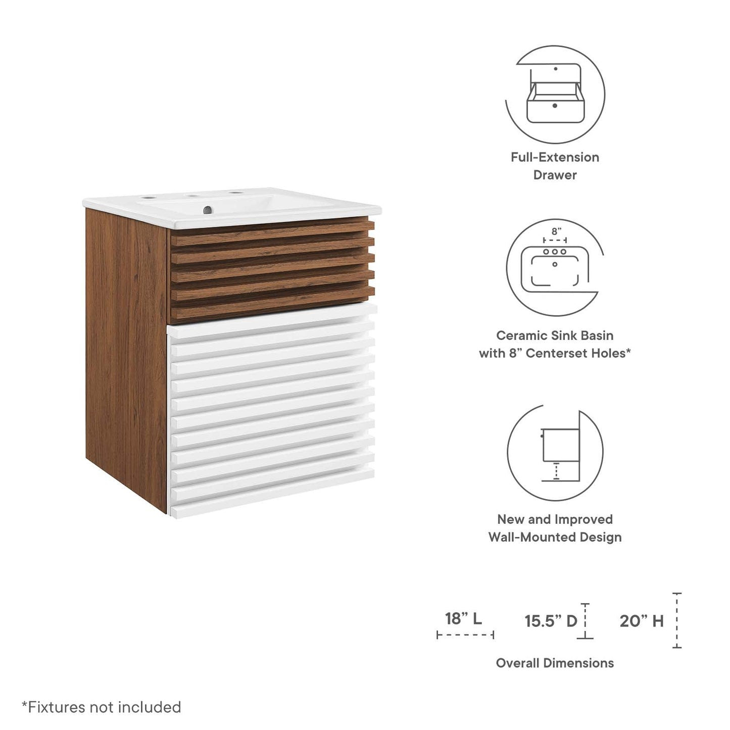 Modway Render 18" Wall-Mount Bathroom Vanity | Bathroom Accessories | Modishstore-40