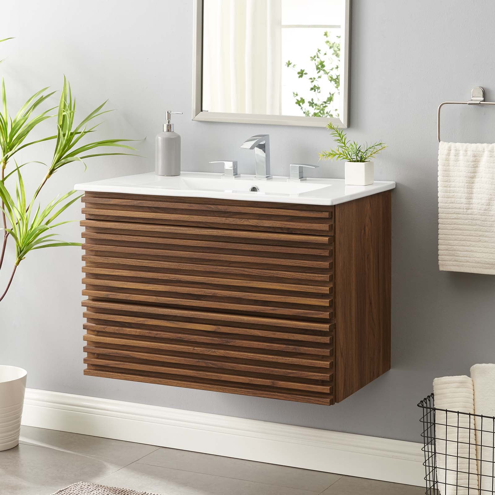 Modway Render 30" Wall-Mount Bathroom Vanity | Bathroom Accessories | Modishstore