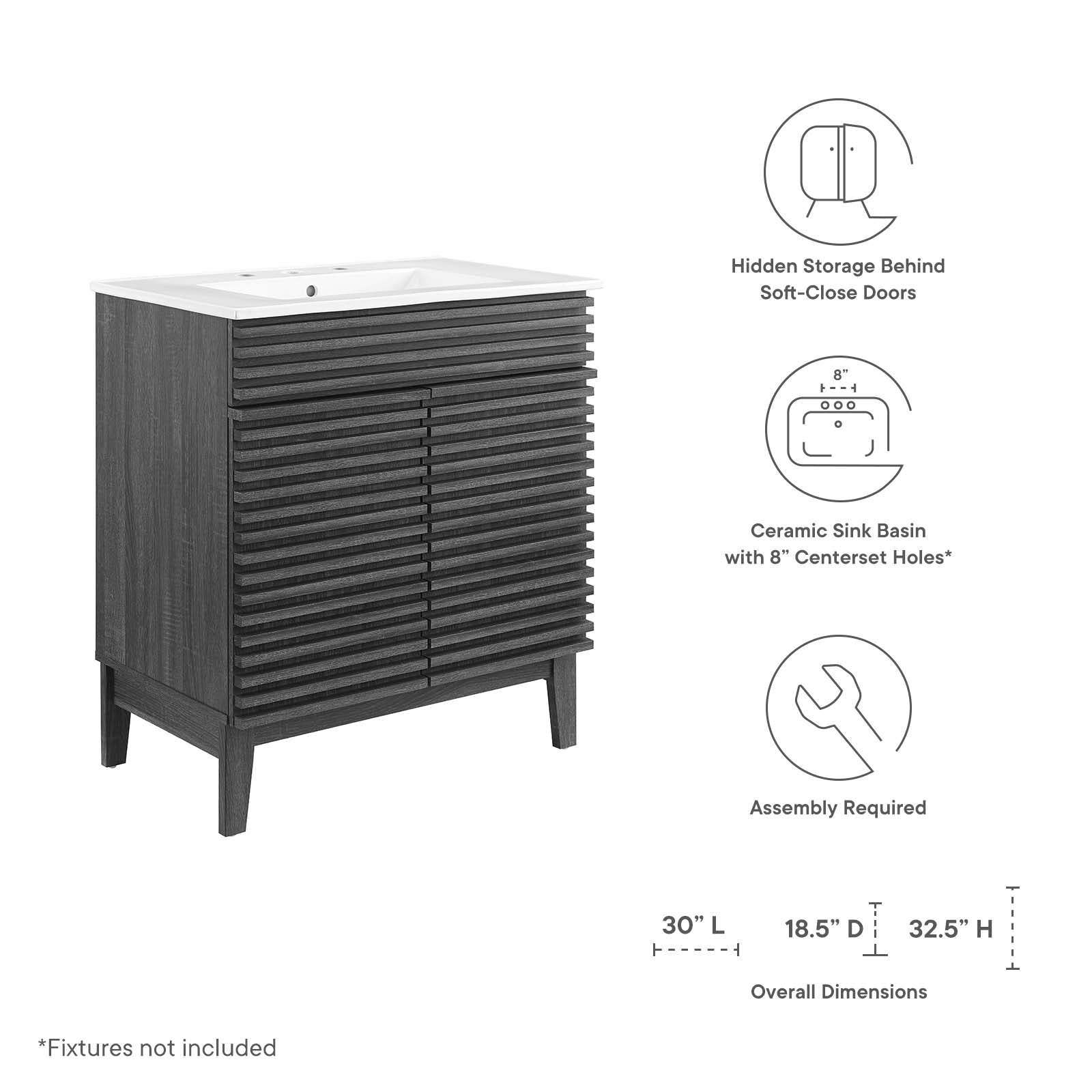 Modway Render 30" Bathroom Vanity Cabinet | Bathroom Accessories | Modishstore-4