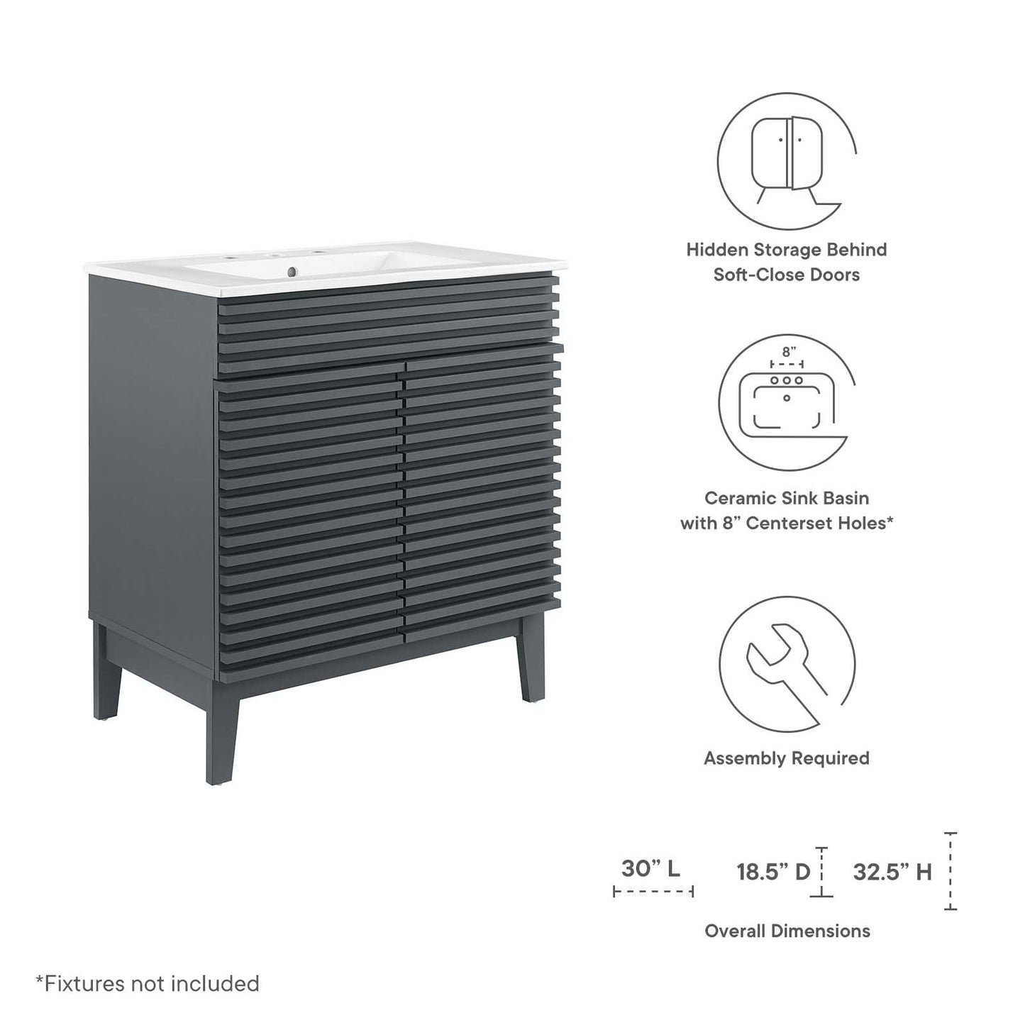Modway Render 30" Bathroom Vanity Cabinet | Bathroom Accessories | Modishstore-13