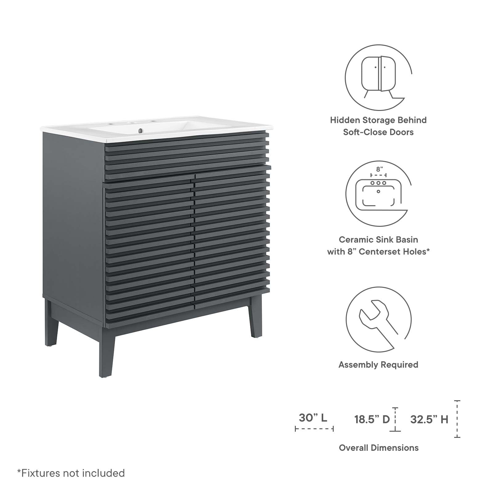 Modway Render 30" Bathroom Vanity Cabinet | Bathroom Accessories | Modishstore-13