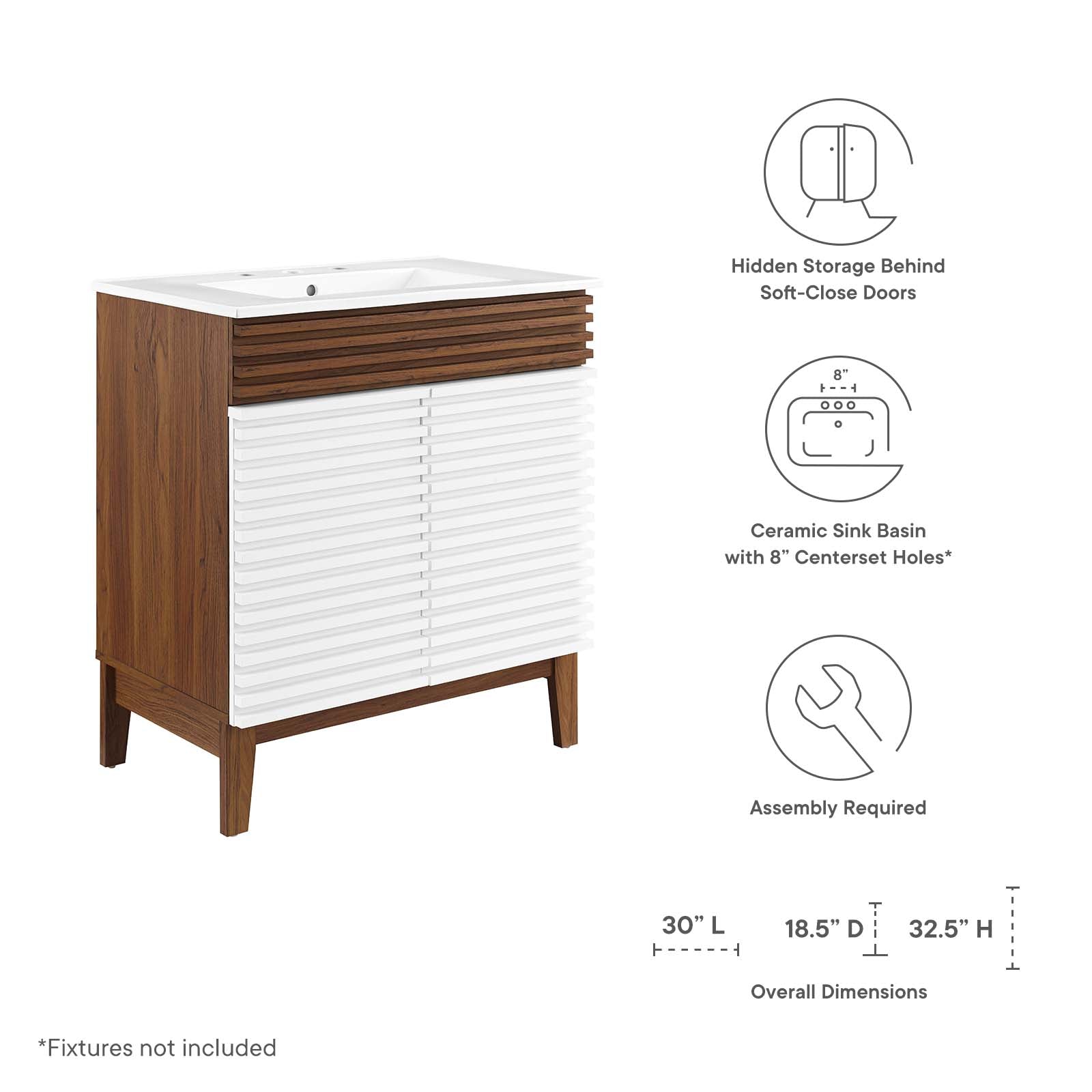 Modway Render 30" Bathroom Vanity Cabinet | Bathroom Accessories | Modishstore-31
