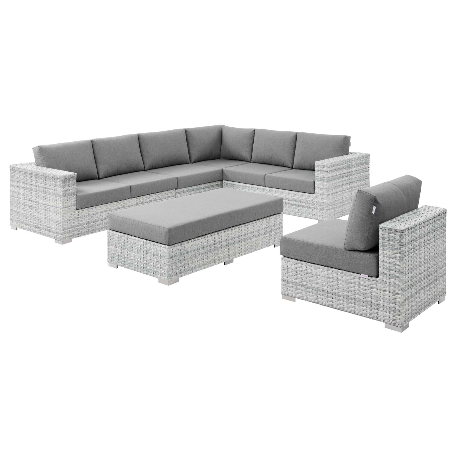 Modway Convene 6-Piece Outdoor Patio Sectional Set | Outdoor Sofas, Loveseats & Sectionals | 