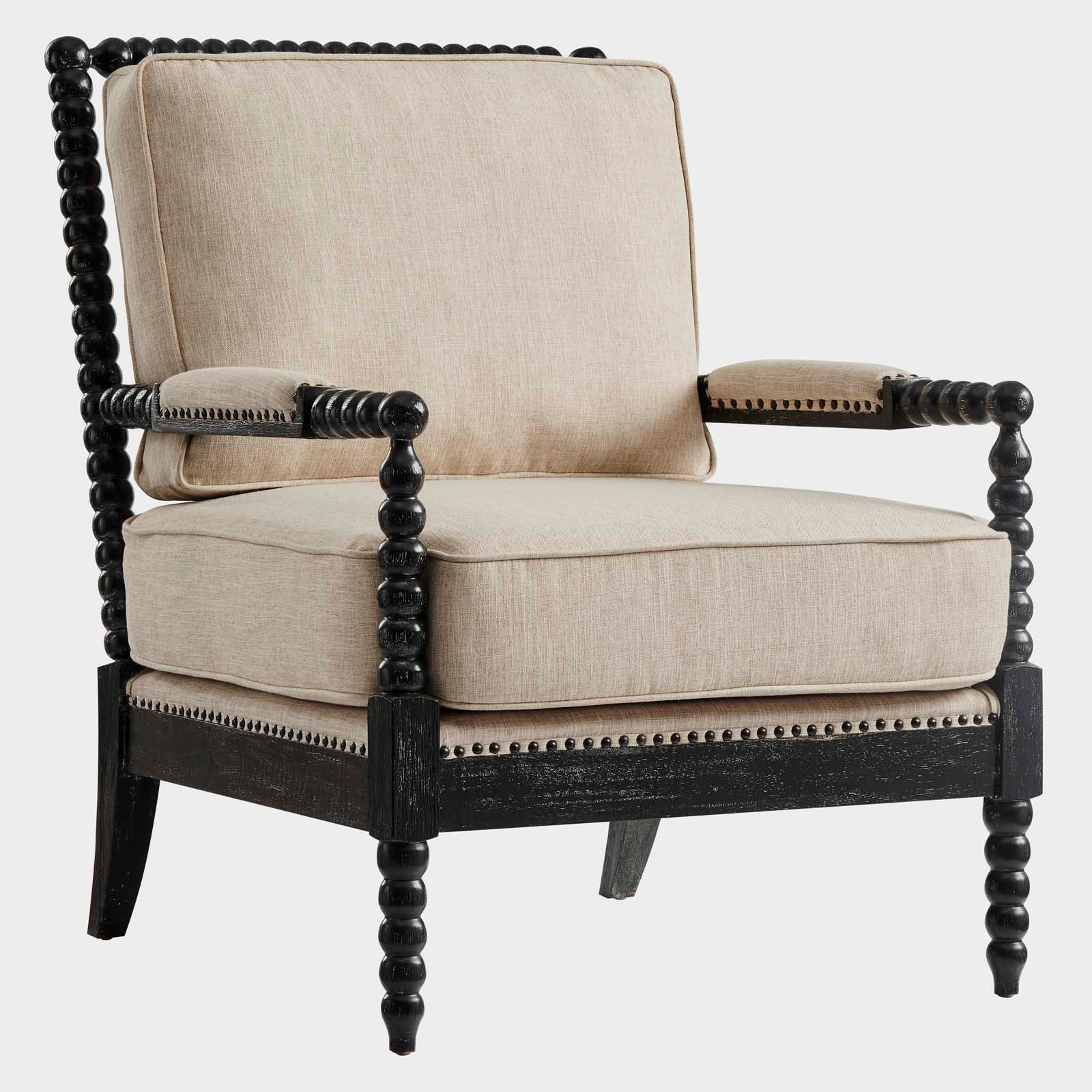 Revel Fabric Upholstered Upholstered Fabric Armchair By Modway - EEI-5453-BLK-BEI | Armchairs |  Modishstore