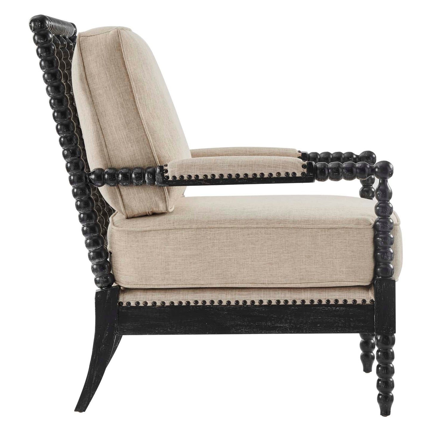 Revel Fabric Upholstered Upholstered Fabric Armchair By Modway - EEI-5453-BLK-BEI | Armchairs |  Modishstore - 2