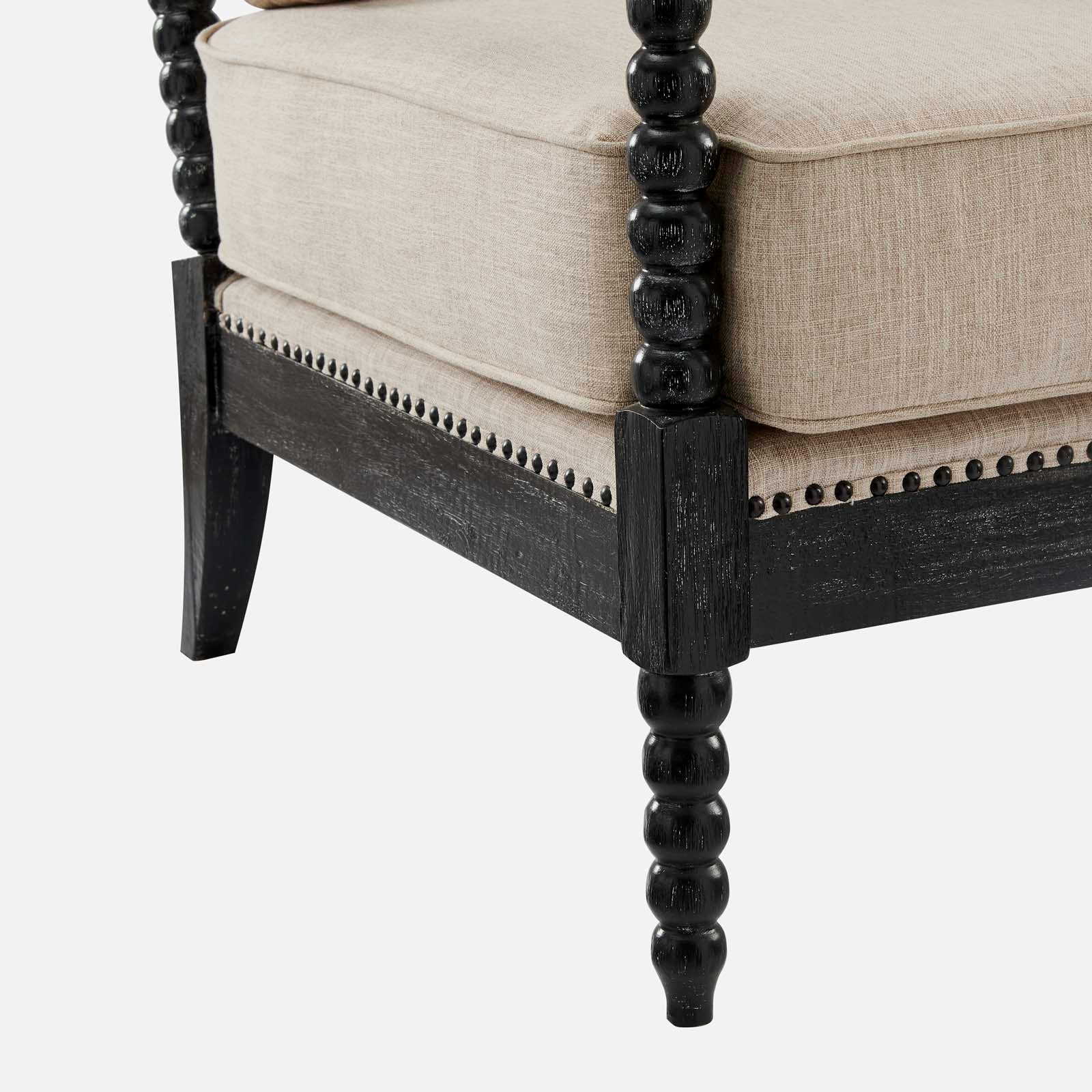 Revel Fabric Upholstered Upholstered Fabric Armchair By Modway - EEI-5453-BLK-BEI | Armchairs |  Modishstore - 4