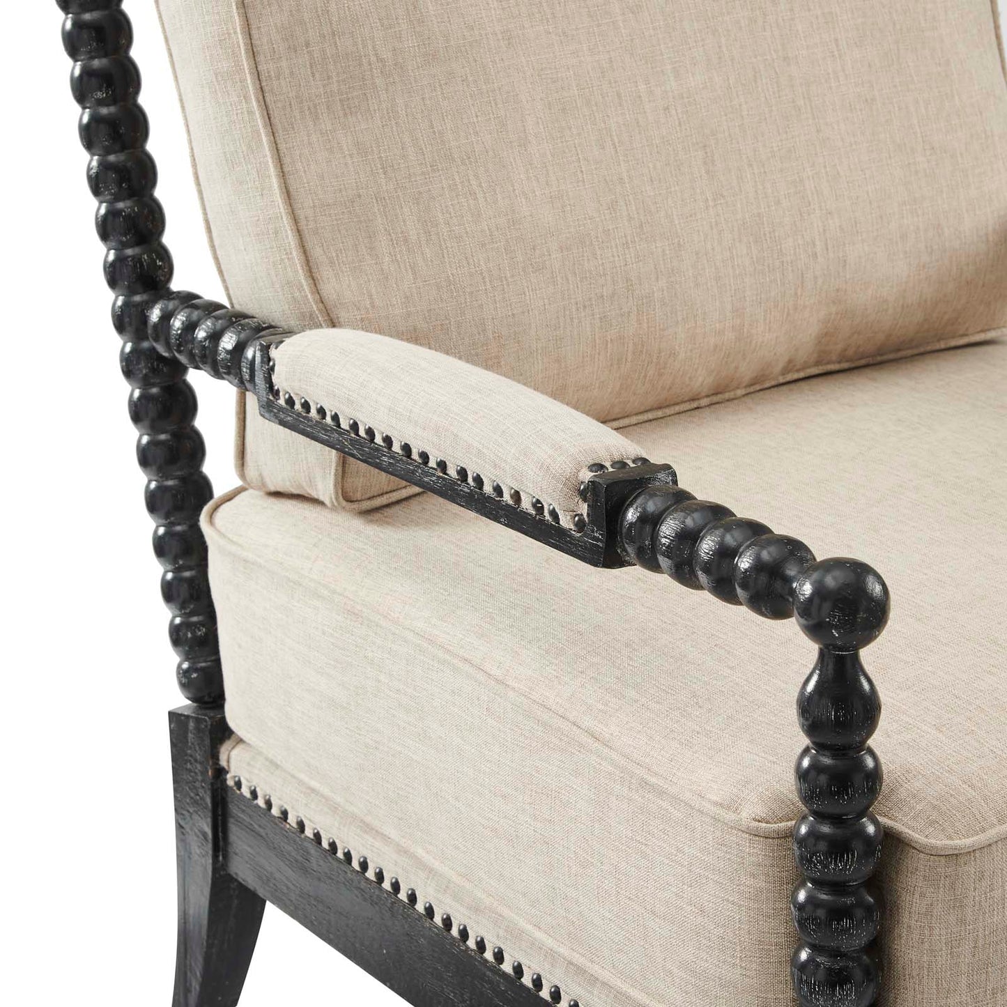 Revel Fabric Upholstered Upholstered Fabric Armchair By Modway - EEI-5453-BLK-BEI | Armchairs |  Modishstore - 5