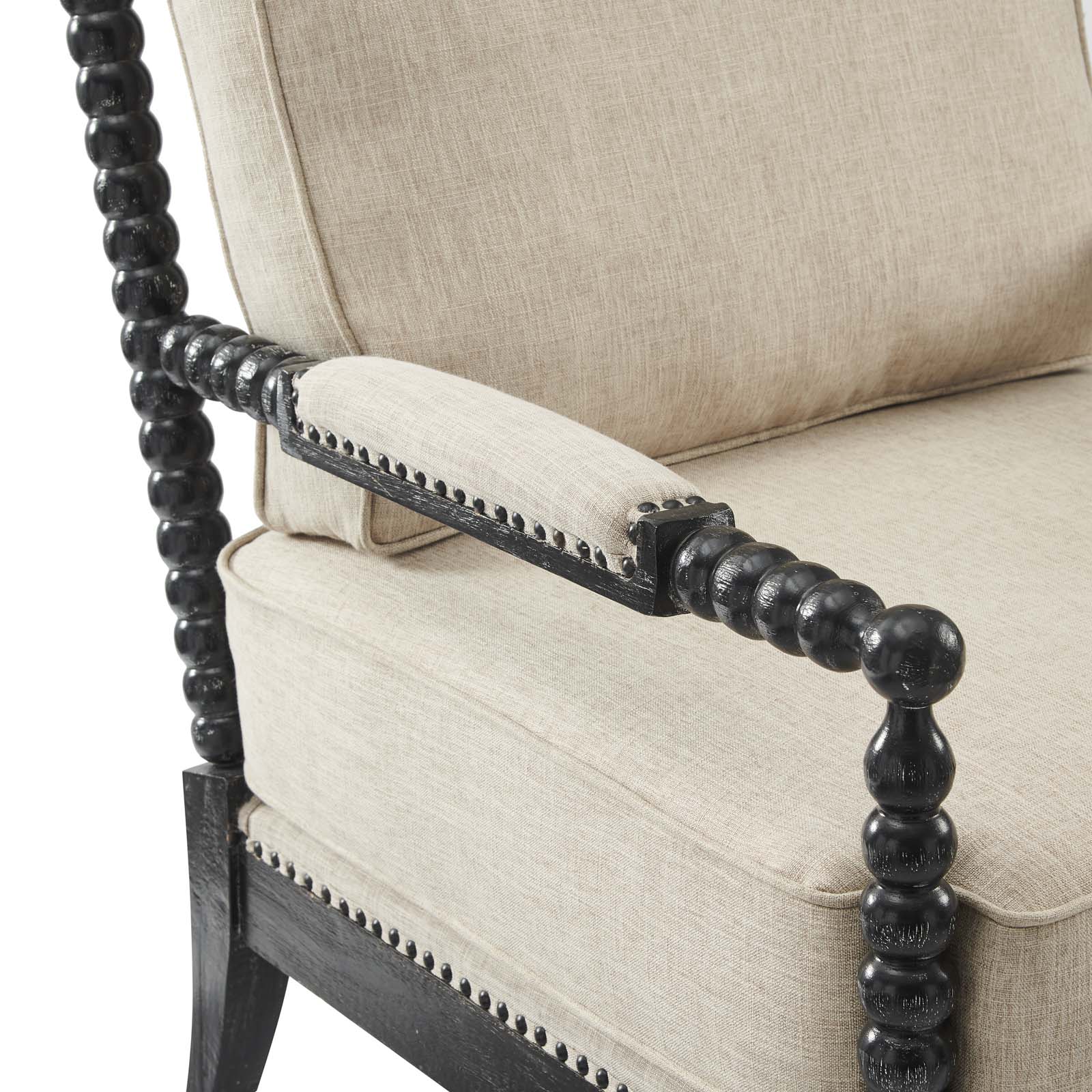 Revel Fabric Upholstered Upholstered Fabric Armchair By Modway - EEI-5453-BLK-BEI | Armchairs |  Modishstore - 5