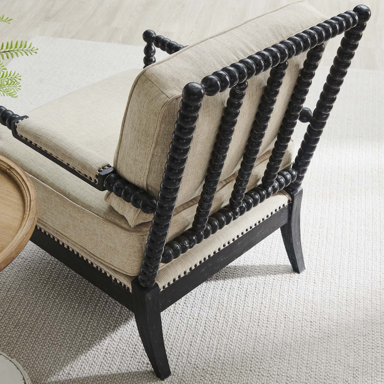 Revel Fabric Upholstered Upholstered Fabric Armchair By Modway - EEI-5453-BLK-BEI | Armchairs |  Modishstore - 7