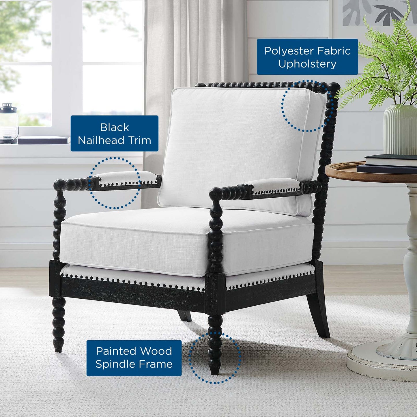Revel Fabric Upholstered Upholstered Fabric Armchair By Modway - EEI-5453-BLK-BEI | Armchairs |  Modishstore - 16