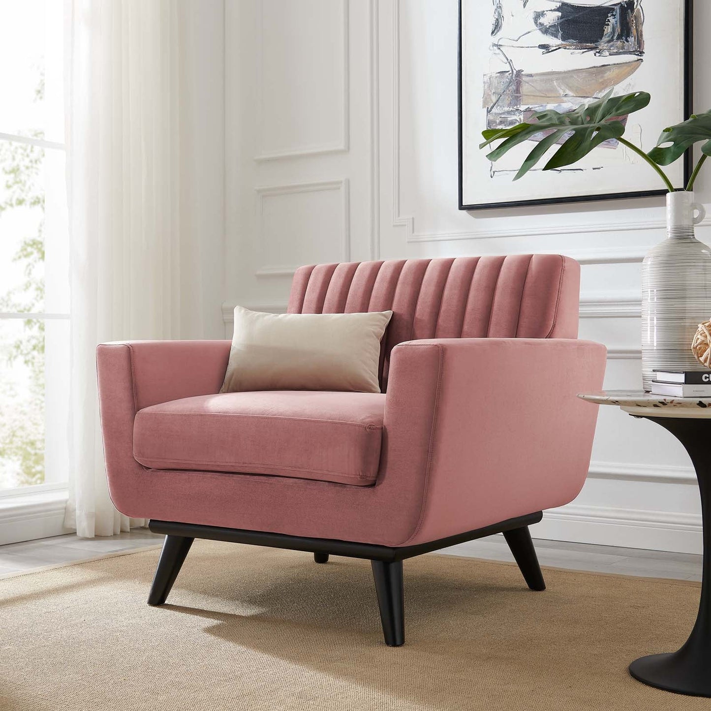 Modway Engage Channel Tufted Performance Velvet Armchair | Armchairs