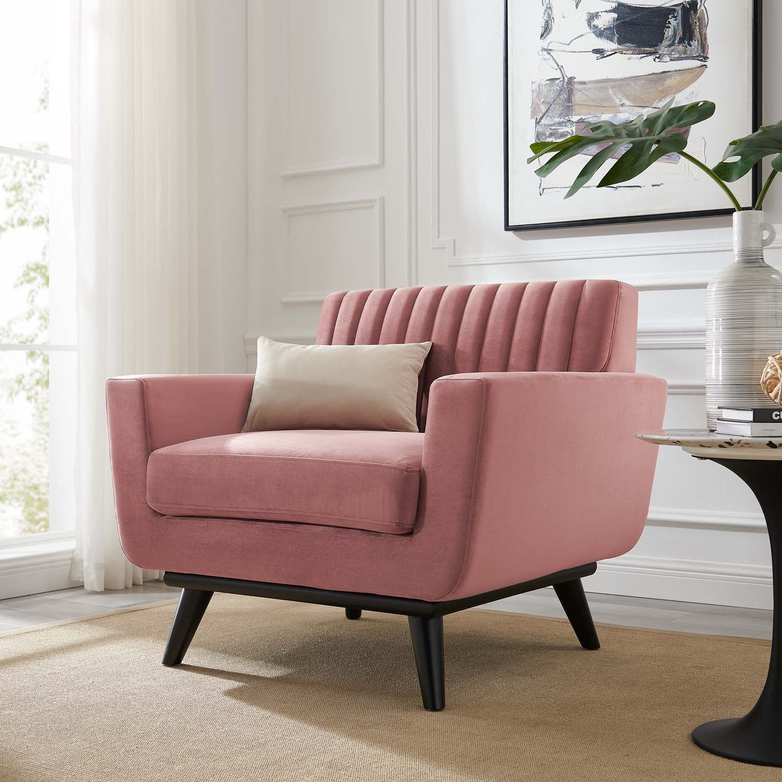 Modway Engage Channel Tufted Performance Velvet Armchair | Armchairs