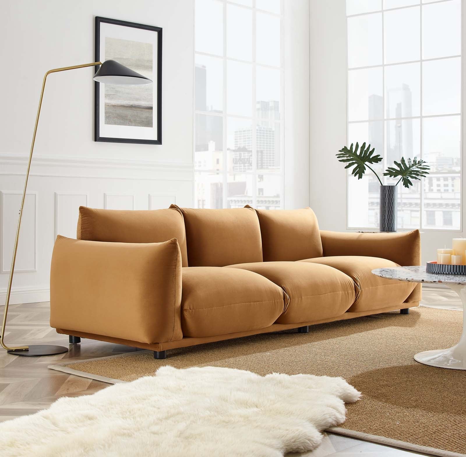 Modway Copious Performance Velvet Sofa | Sofas