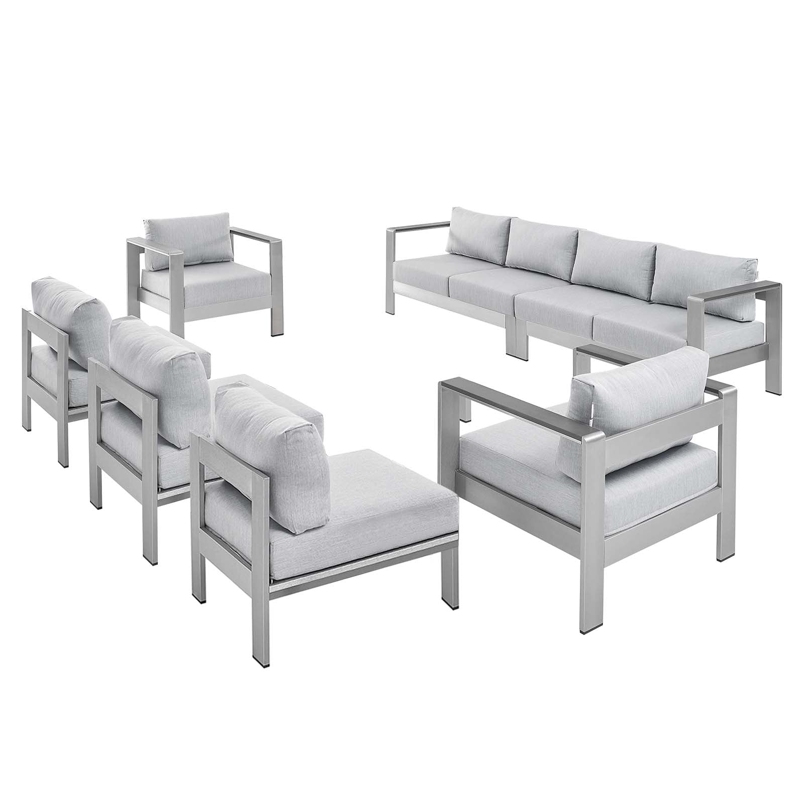 Shore Sunbrella® Fabric Outdoor Patio Aluminum 7 Piece Sectional Sofa Set By Modway | Outdoor Sofas, Loveseats & Sectionals | Modishstore-2