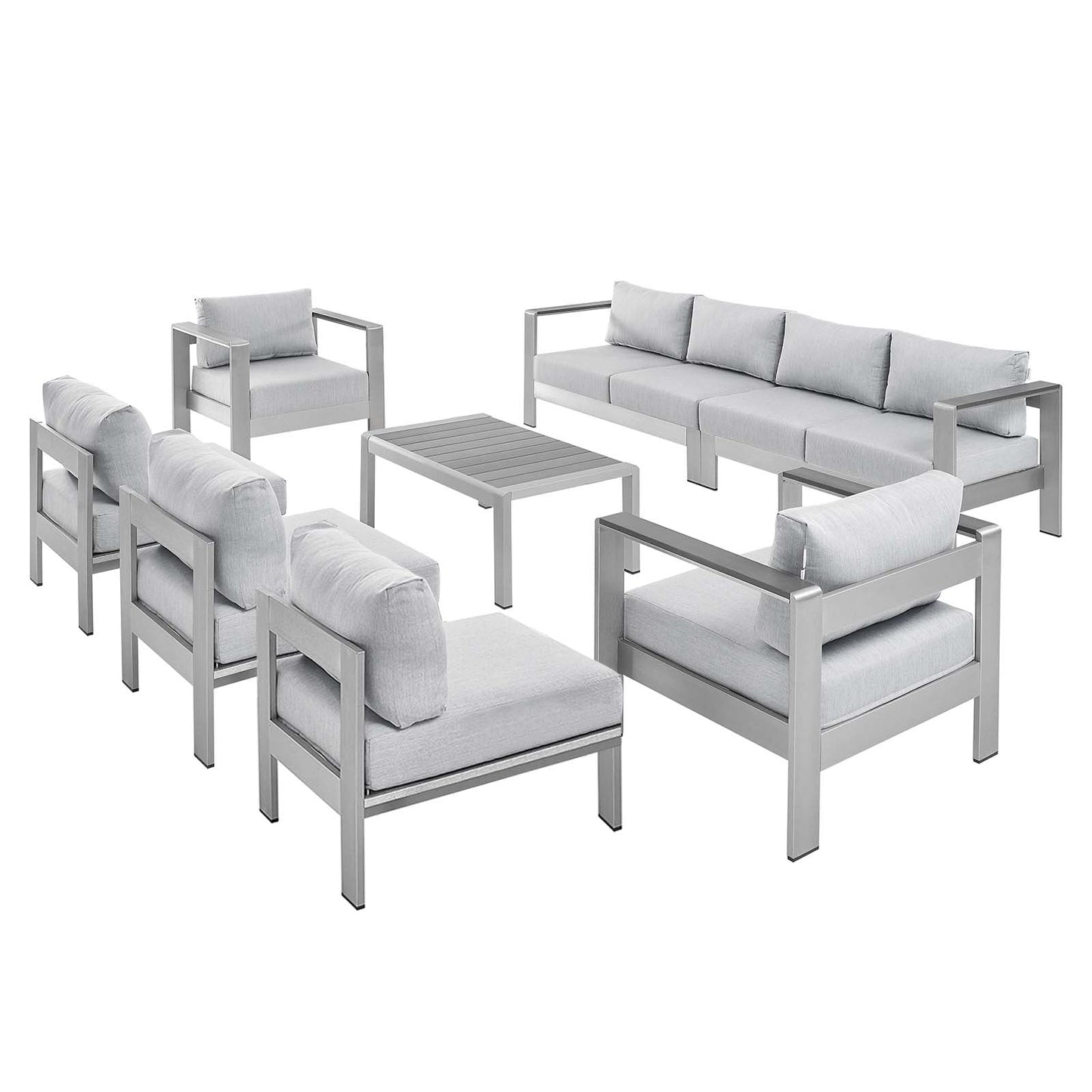 Shore Sunbrella® Fabric Outdoor Patio Aluminum 8 Piece Sectional Sofa Set By Modway | Outdoor Sofas, Loveseats & Sectionals | Modishstore-2