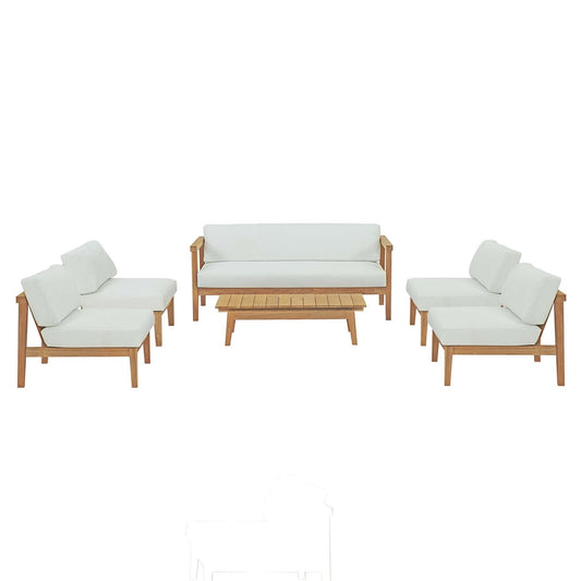 Bayport 6 Piece Outdoor Patio Teak Set By Modway | Outdoor Sofas, Loveseats & Sectionals
