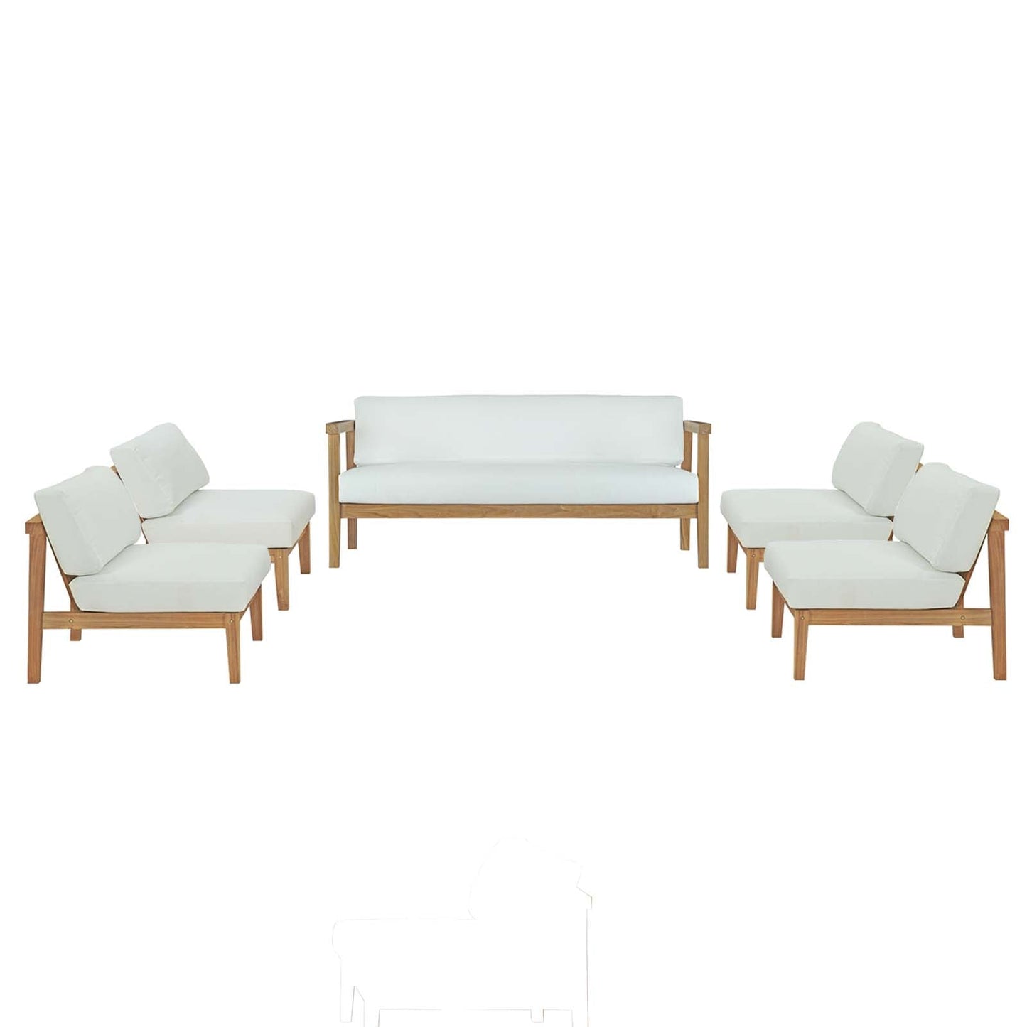 Bayport 5 Piece Outdoor Patio Teak Set By Modway | Outdoor Sofas, Loveseats & Sectionals