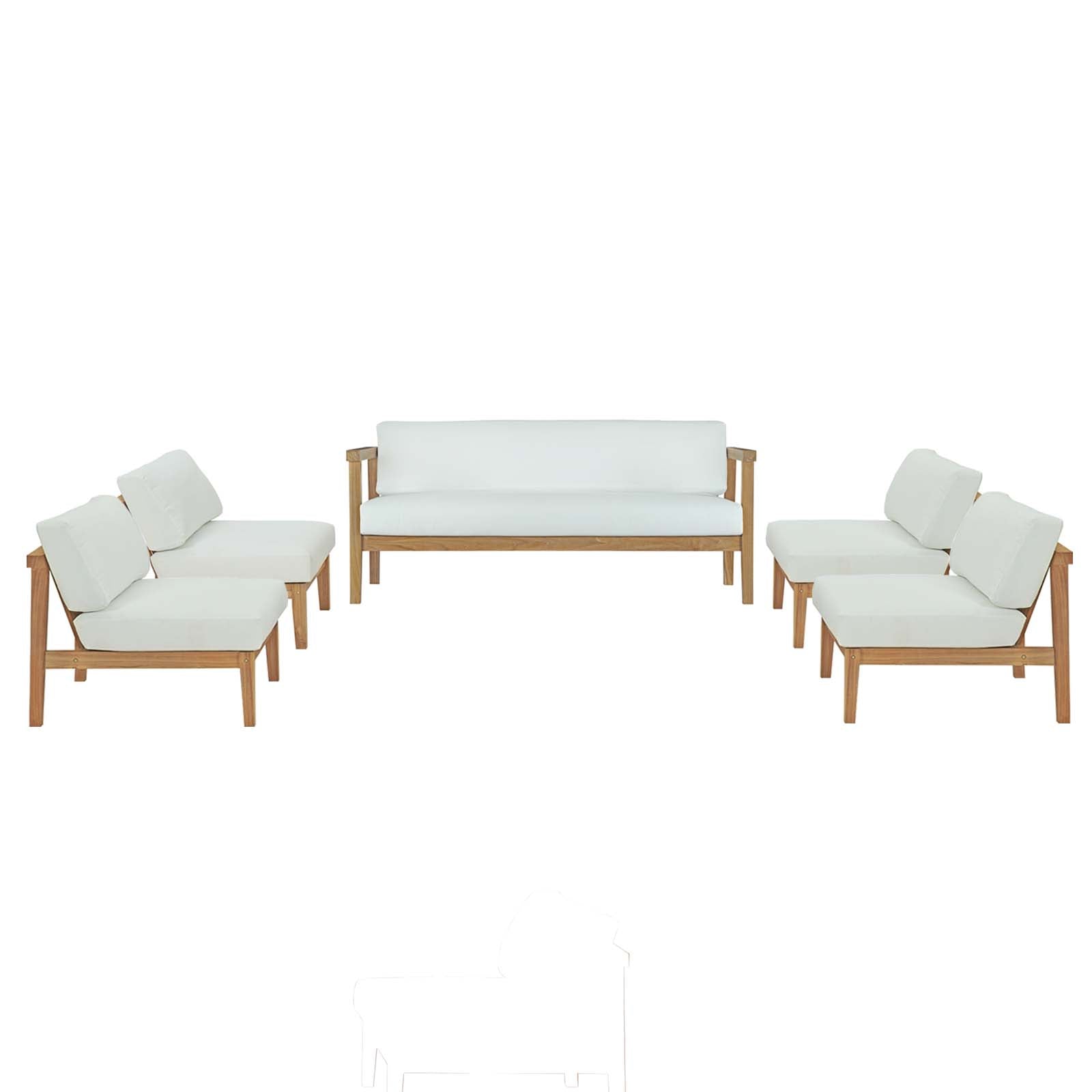 Bayport 5 Piece Outdoor Patio Teak Set By Modway | Outdoor Sofas, Loveseats & Sectionals