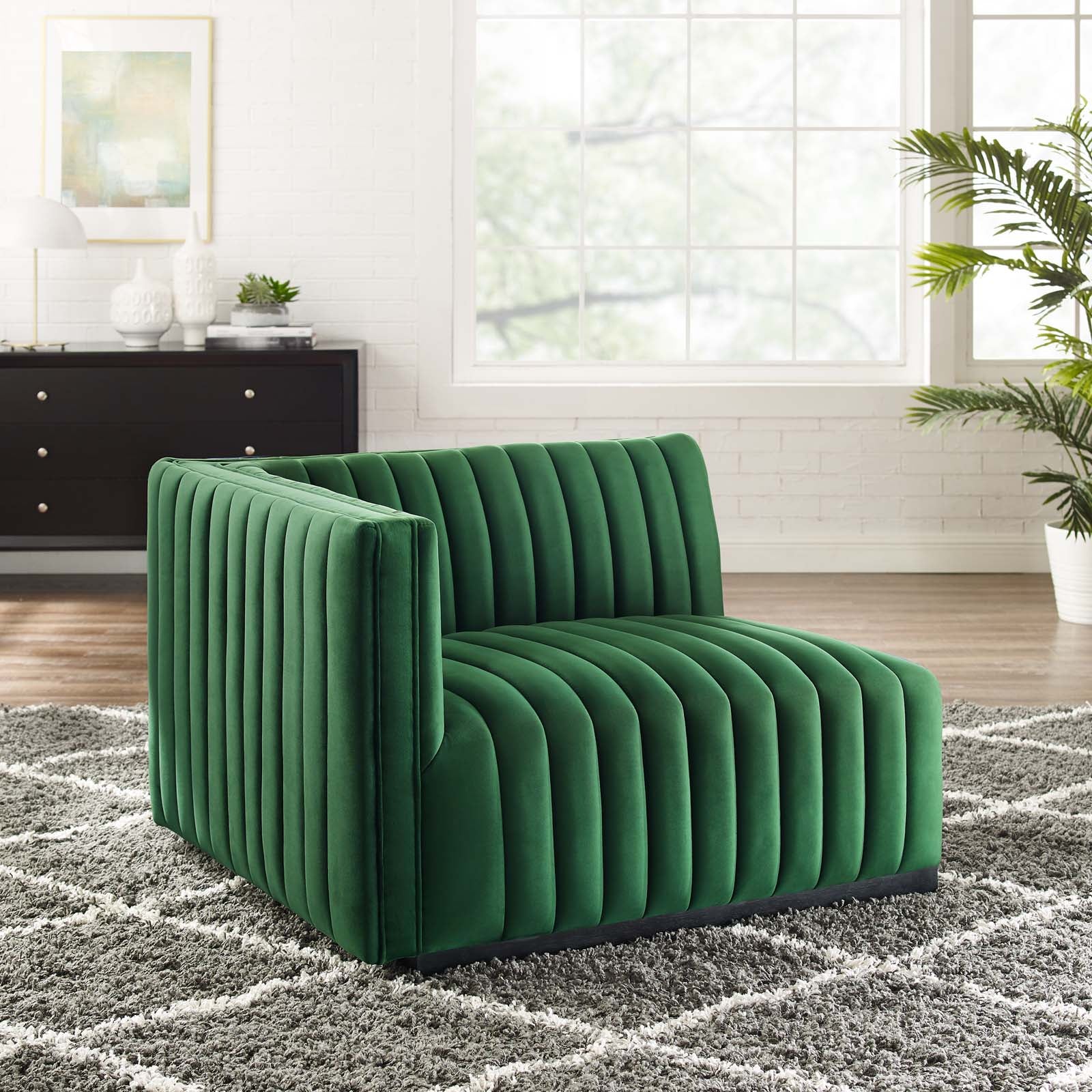 Conjure Channel Tufted Performance Velvet Left-Arm Chair By Modway - EEI-5490 | Armchairs - 12