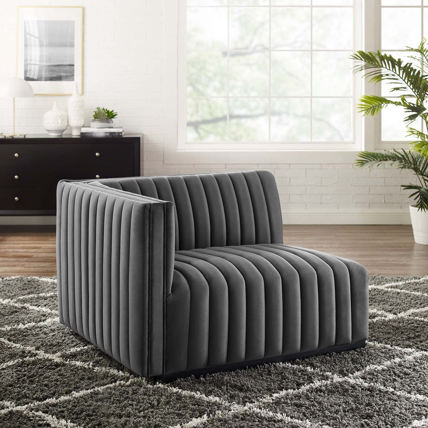 Conjure Channel Tufted Performance Velvet Left-Arm Chair By Modway - EEI-5490 | Armchairs - 18