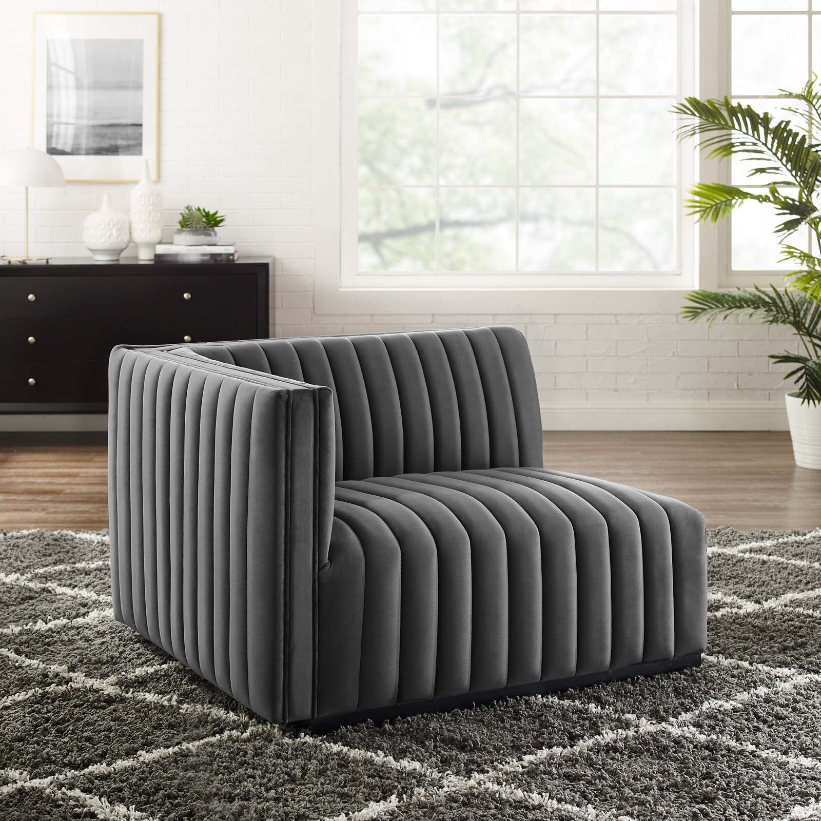 Conjure Channel Tufted Performance Velvet Left-Arm Chair By Modway - EEI-5490 | Armchairs - 18