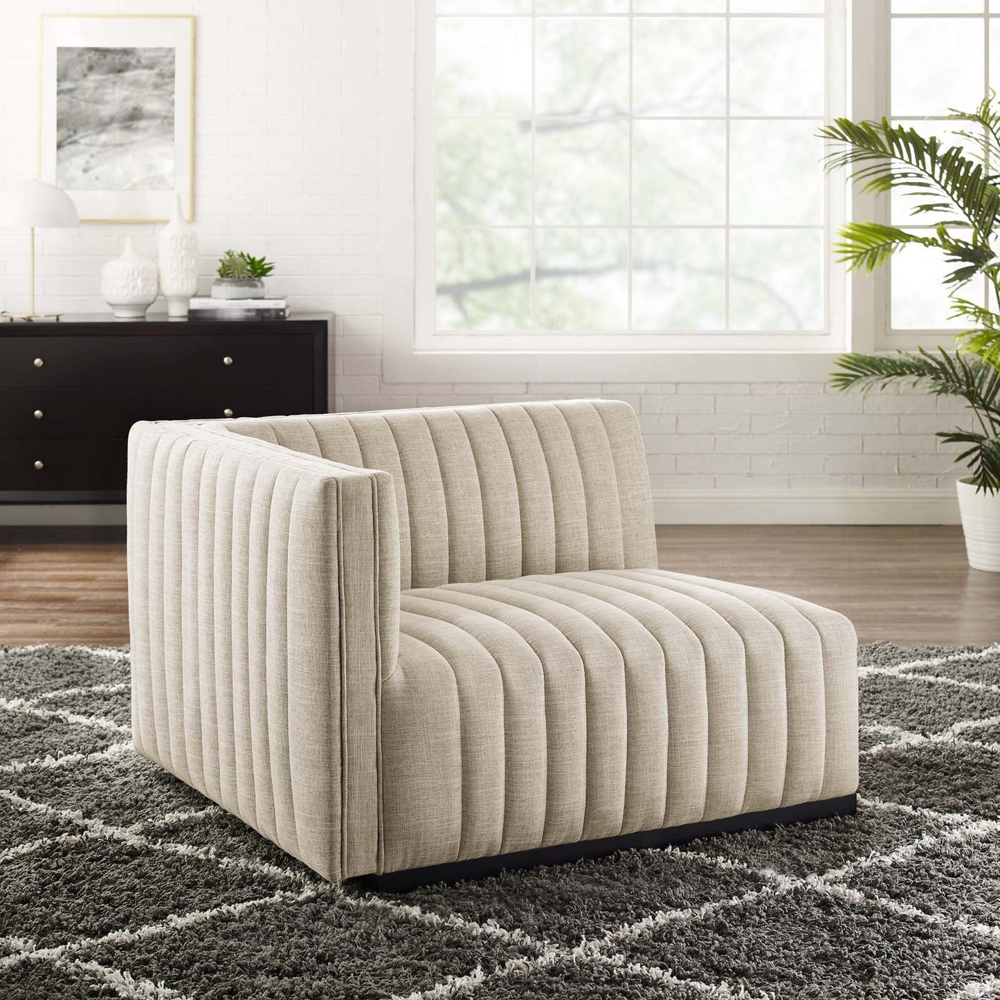 Conjure Channel Tufted Upholstered Fabric Left-Arm Chair By Modway - EEI-5491 | Armchairs