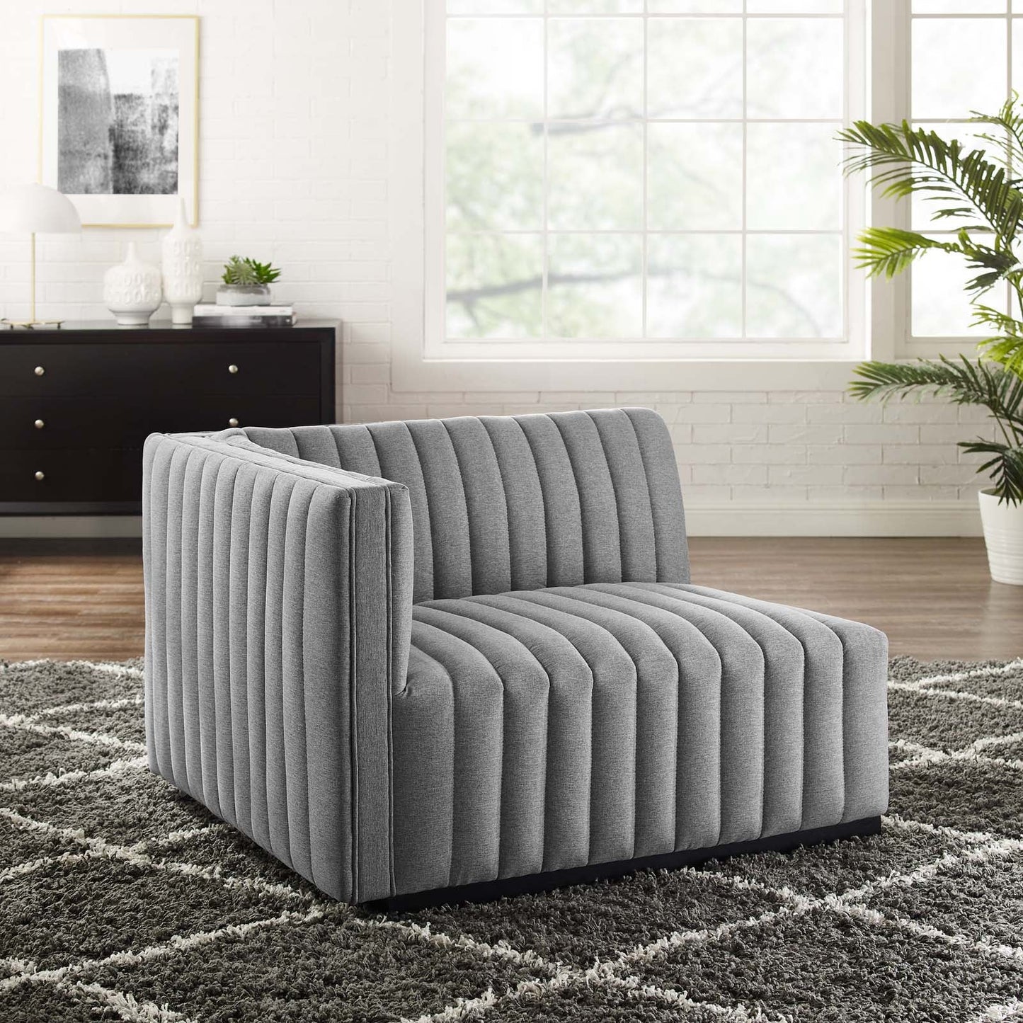 Conjure Channel Tufted Upholstered Fabric Left-Arm Chair By Modway - EEI-5491 | Armchairs - 7