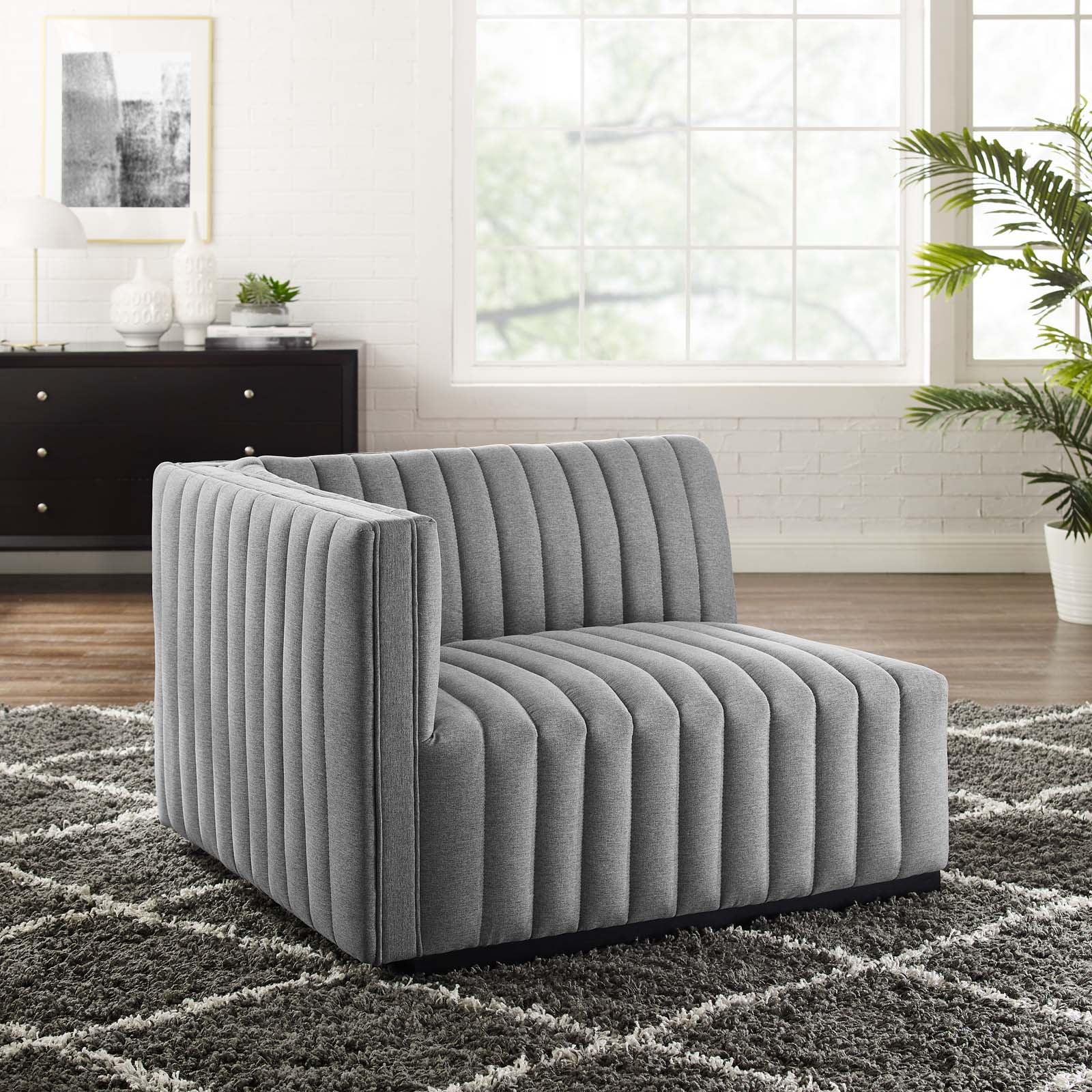 Conjure Channel Tufted Upholstered Fabric Left-Arm Chair By Modway - EEI-5491 | Armchairs - 7