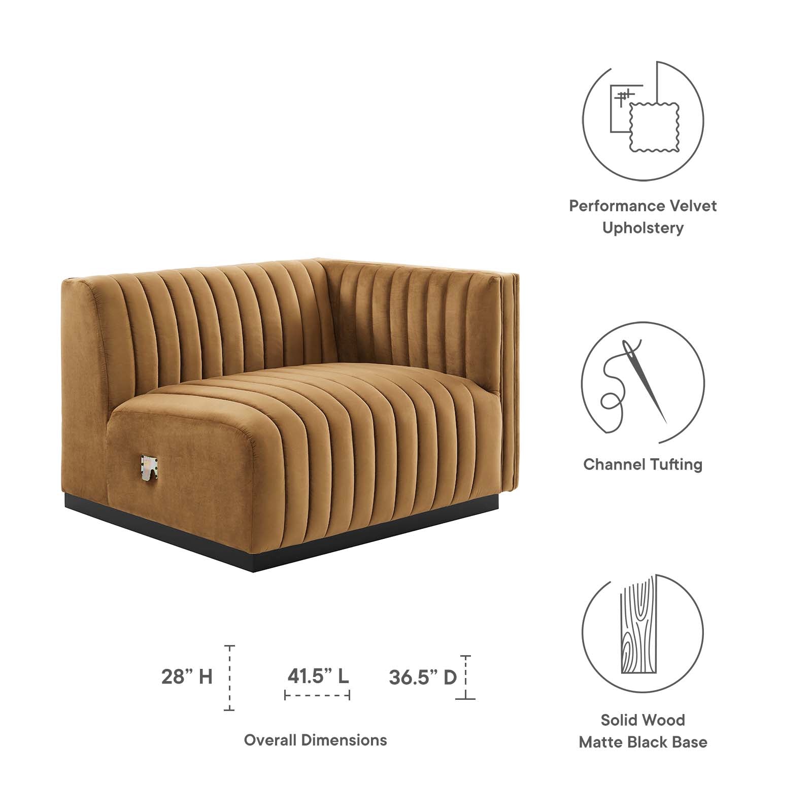 Conjure Channel Tufted Performance Velvet Right-Arm Chair By Modway - EEI-5492 | Armchairs - 6