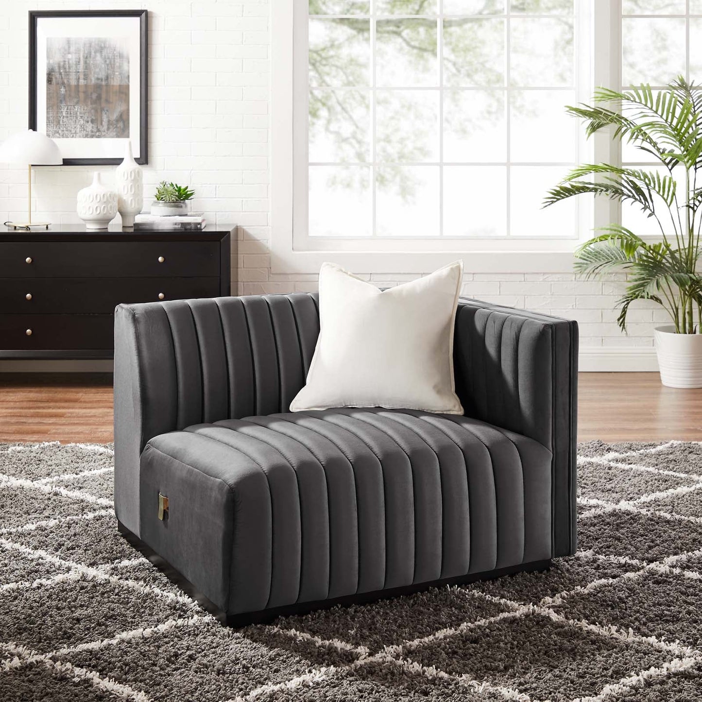 Conjure Channel Tufted Performance Velvet Right-Arm Chair By Modway - EEI-5492 | Armchairs - 18