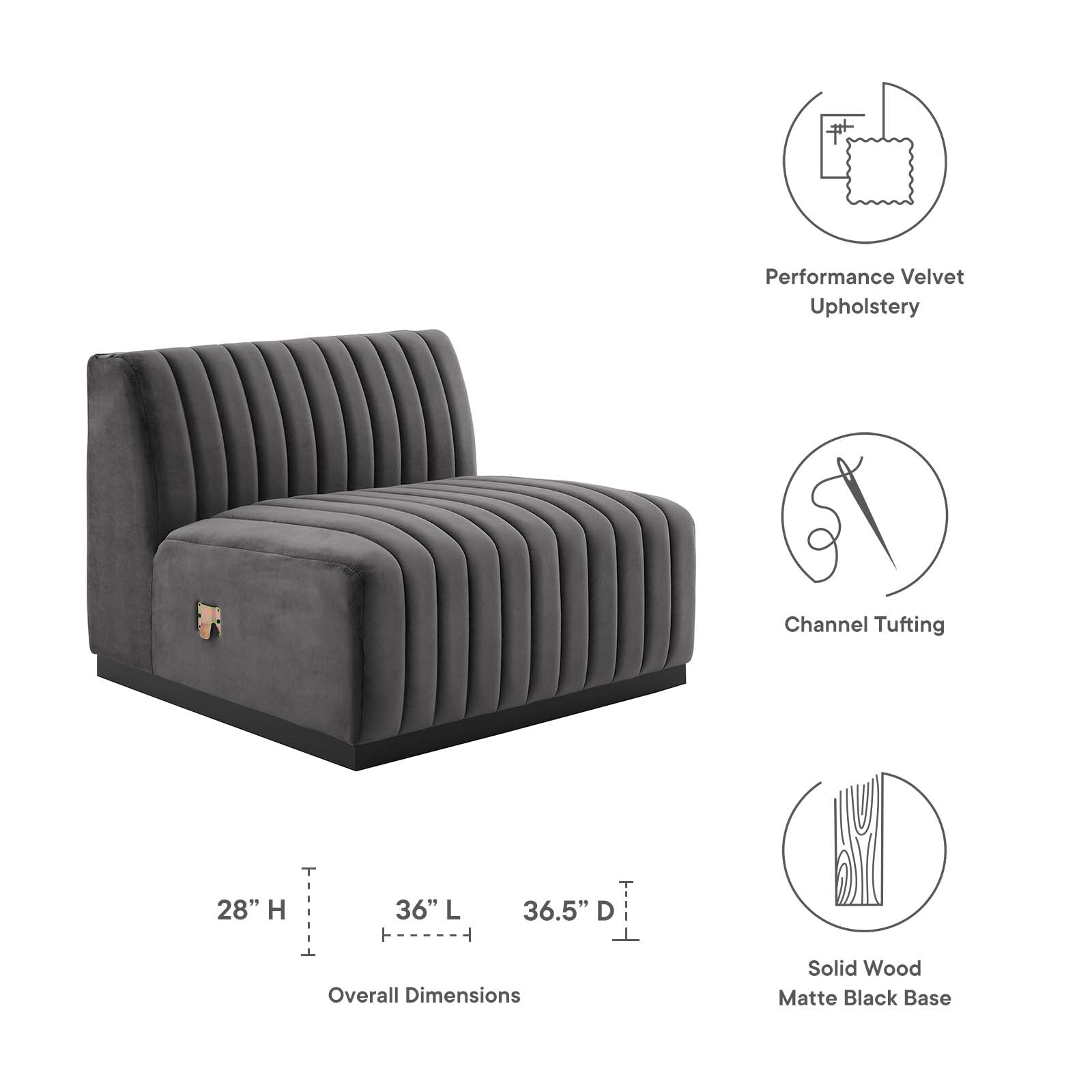 Conjure Channel Tufted Performance Velvet Armless Chair By Modway - EEI-5494 | Sofas - 19