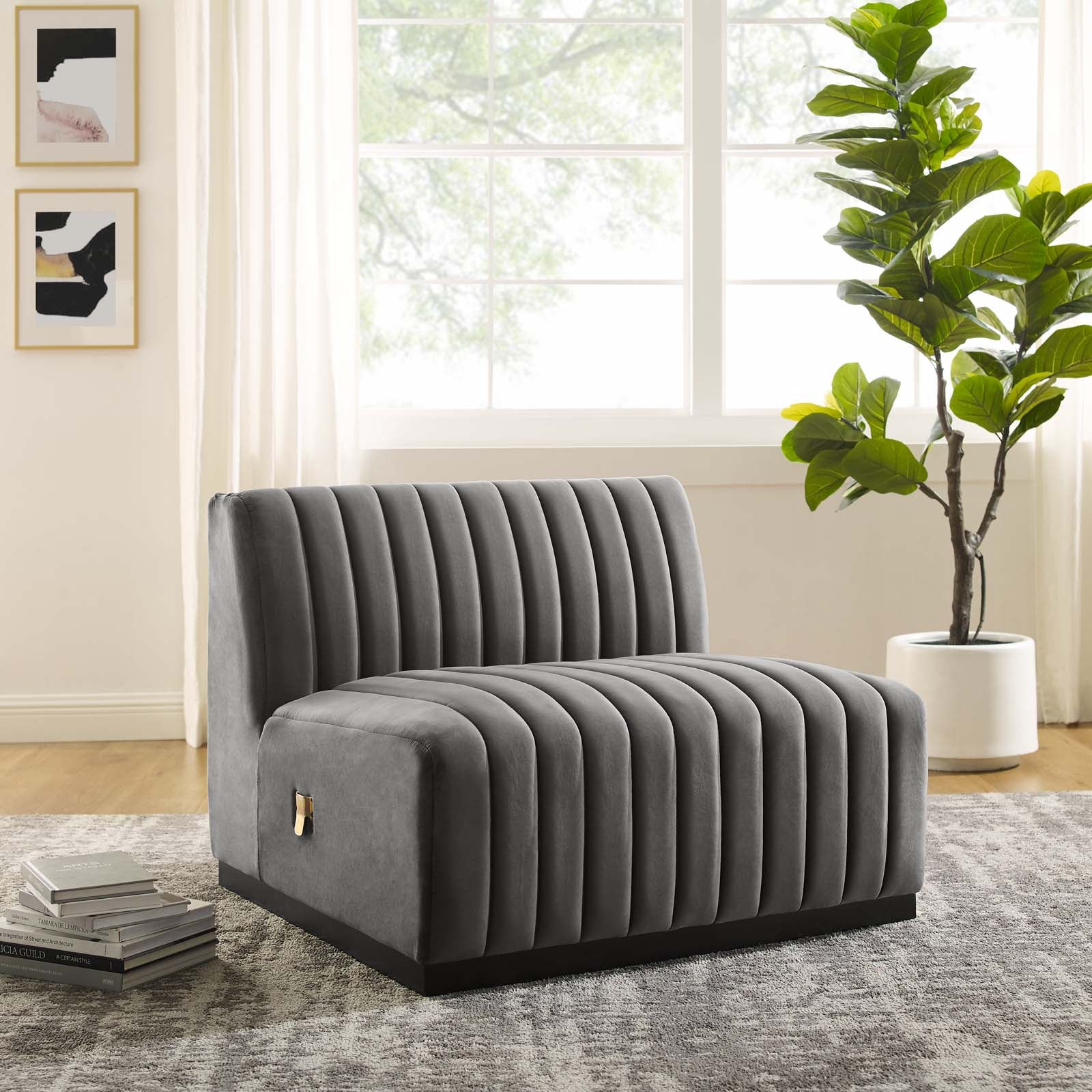 Conjure Channel Tufted Performance Velvet Armless Chair By Modway - EEI-5494 | Sofas - 20
