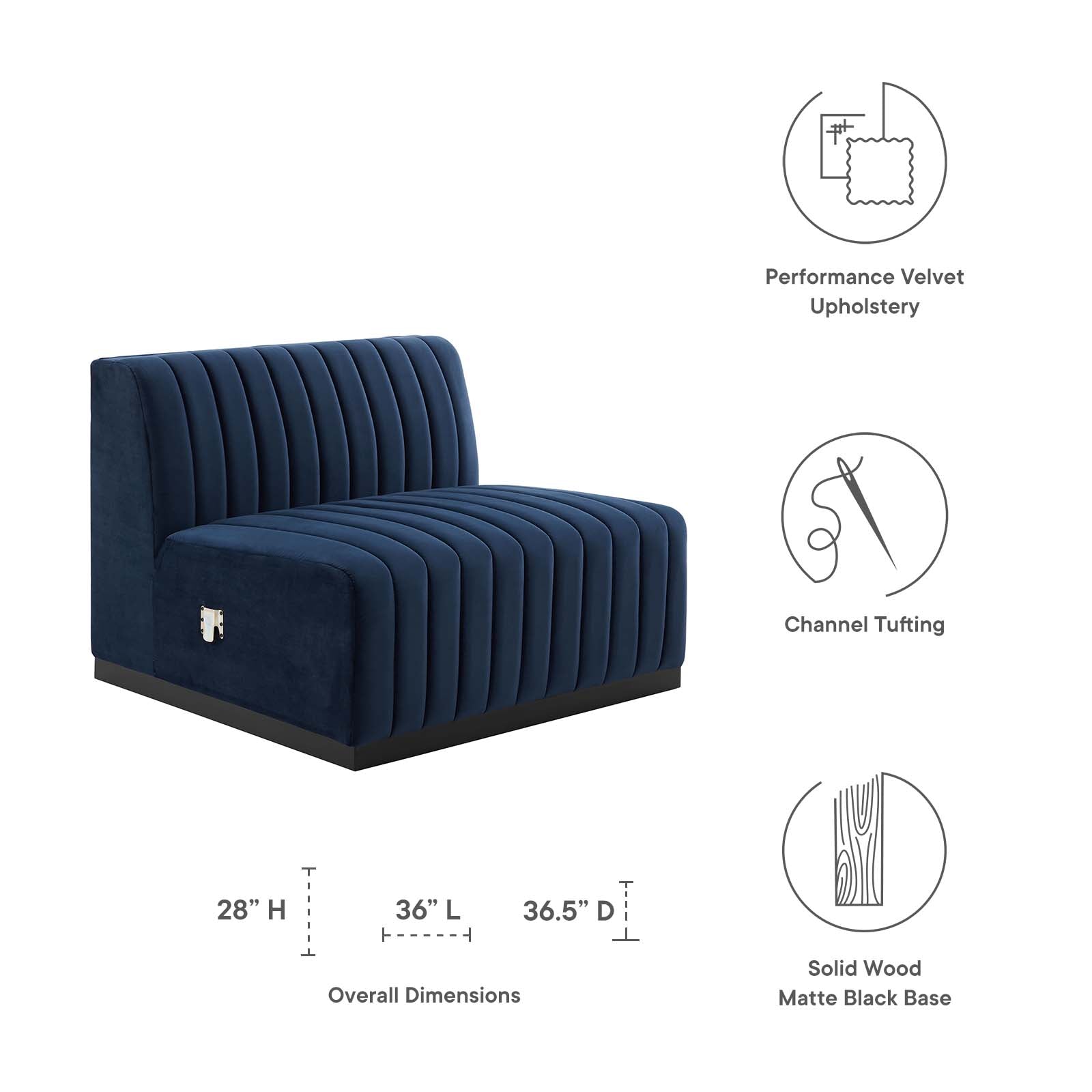 Conjure Channel Tufted Performance Velvet Armless Chair By Modway - EEI-5494 | Sofas - 26