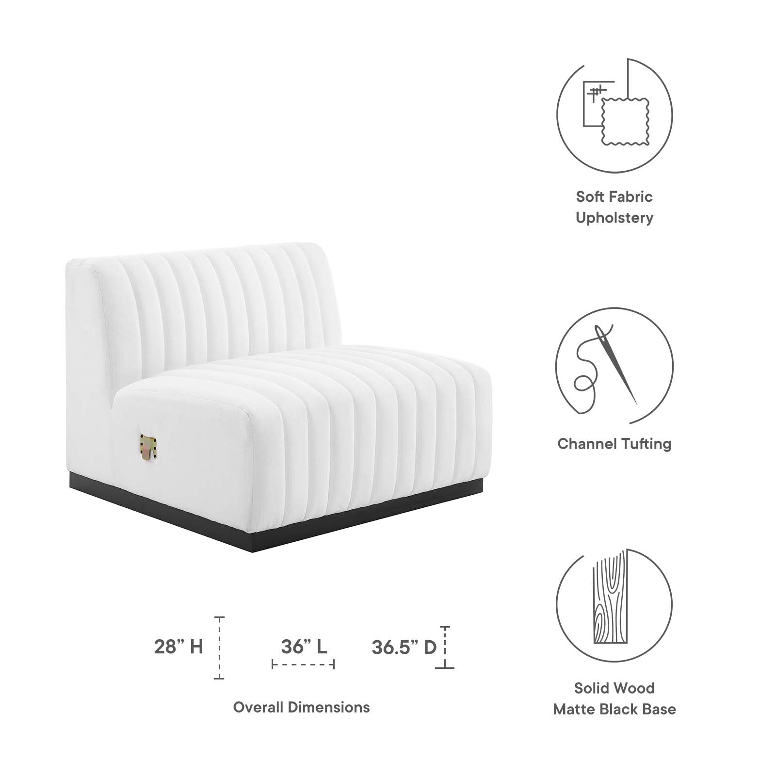 Conjure Channel Tufted Upholstered Fabric Armless Chair By Modway - EEI-5495 | Sofas - 20